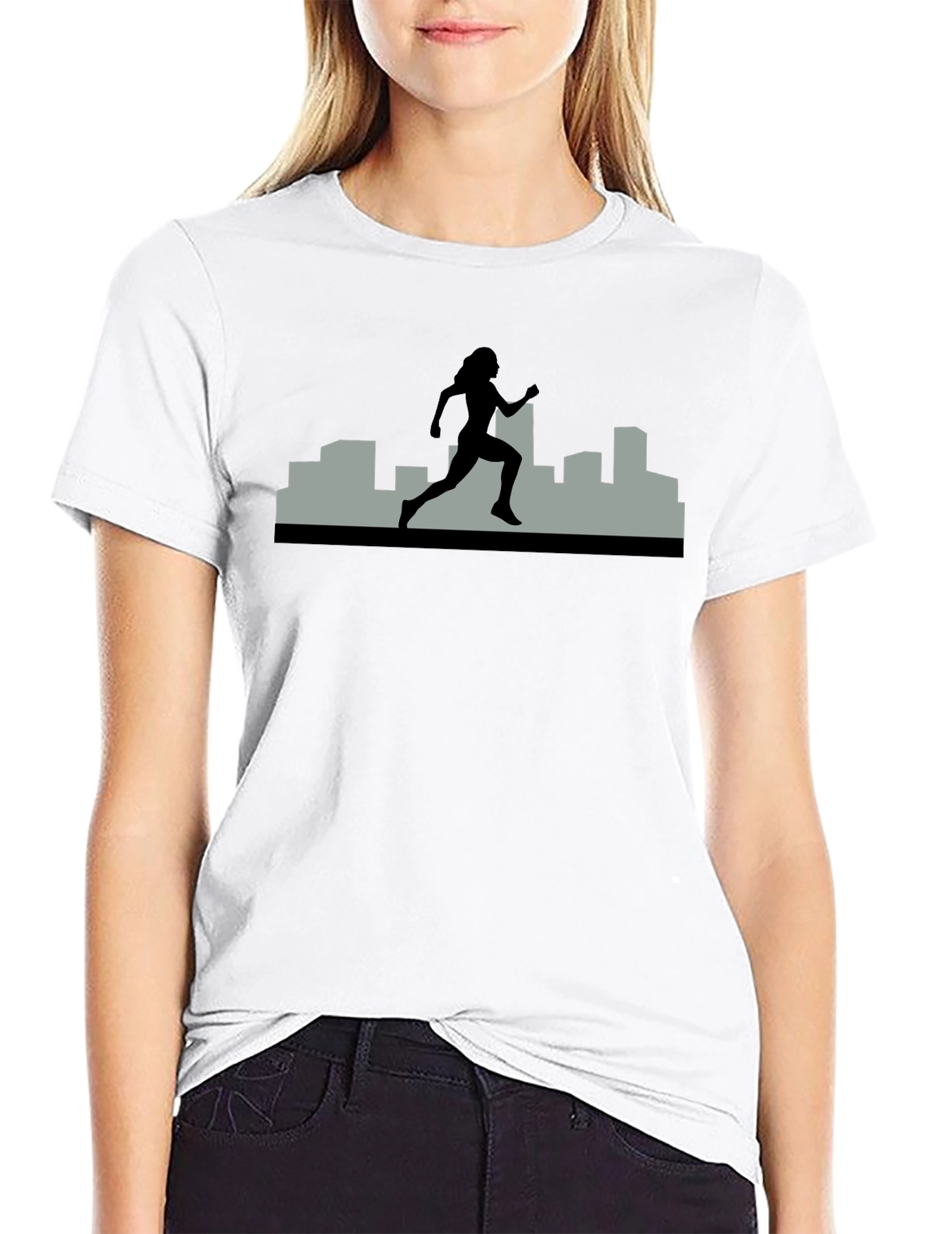 Urban Runner Graphic Tee - Black Cotton Shirt