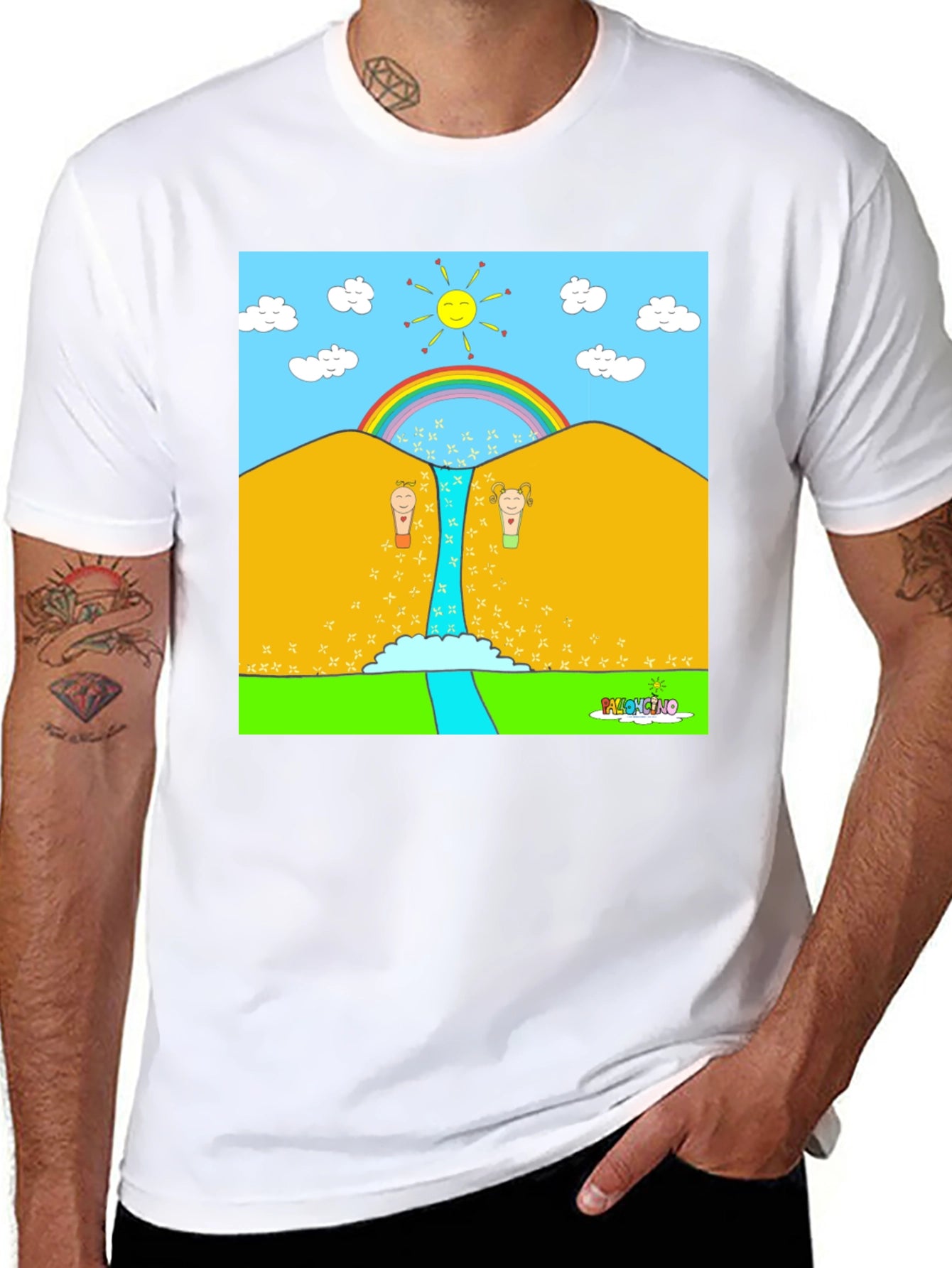 Cartoon Nature Graphic Tee - Black Unisex