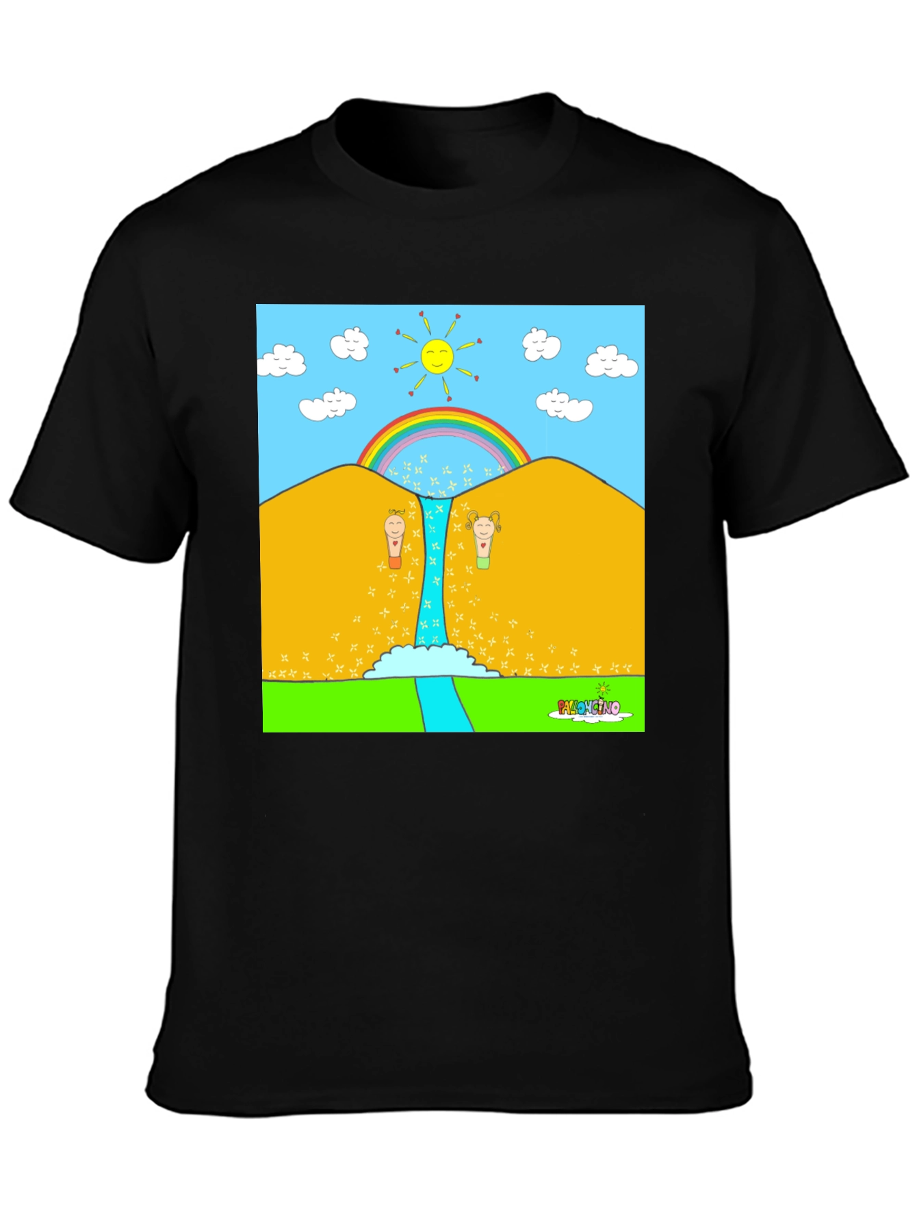 Cartoon Nature Graphic Tee - Black Unisex
