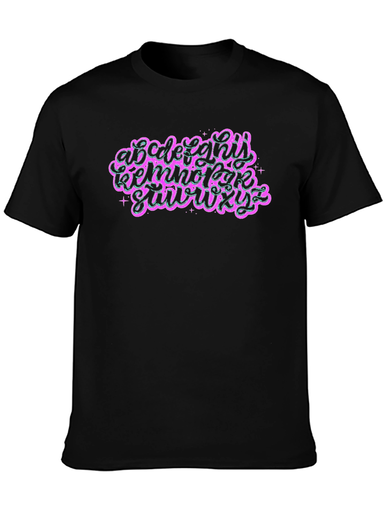 Alphabet Graphic T-Shirt Black Crew Neck Tee