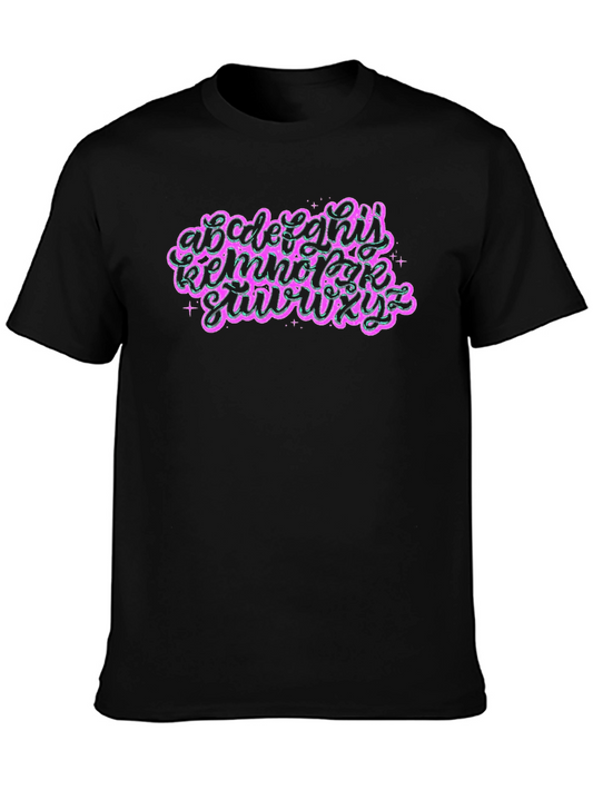 Alphabet Graphic T-Shirt Black Crew Neck Tee