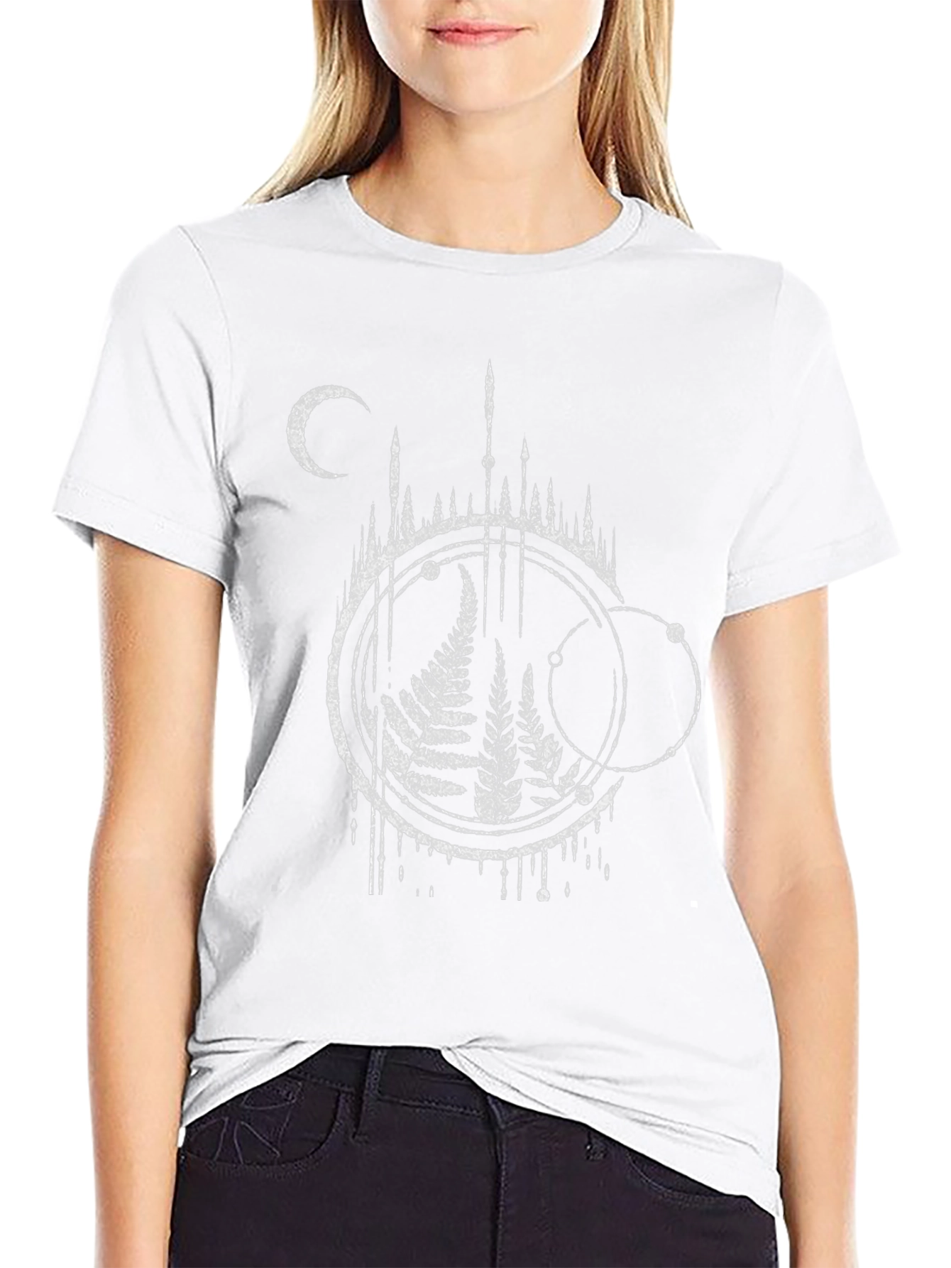Fern & Moon Graphic Tee - Black Cotton Blend