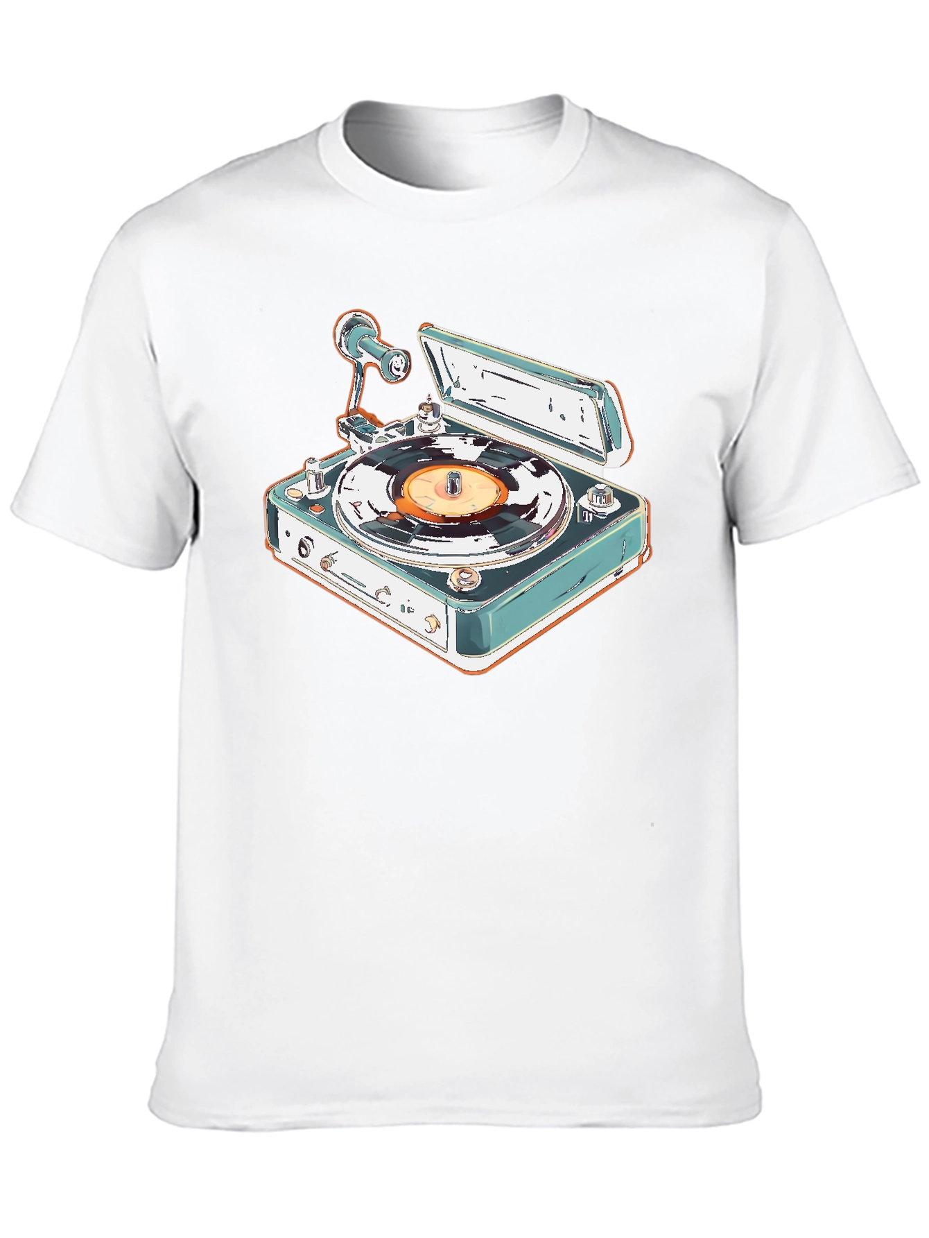 Retro Turntable Graphic Tee - Classic Vinyl Style