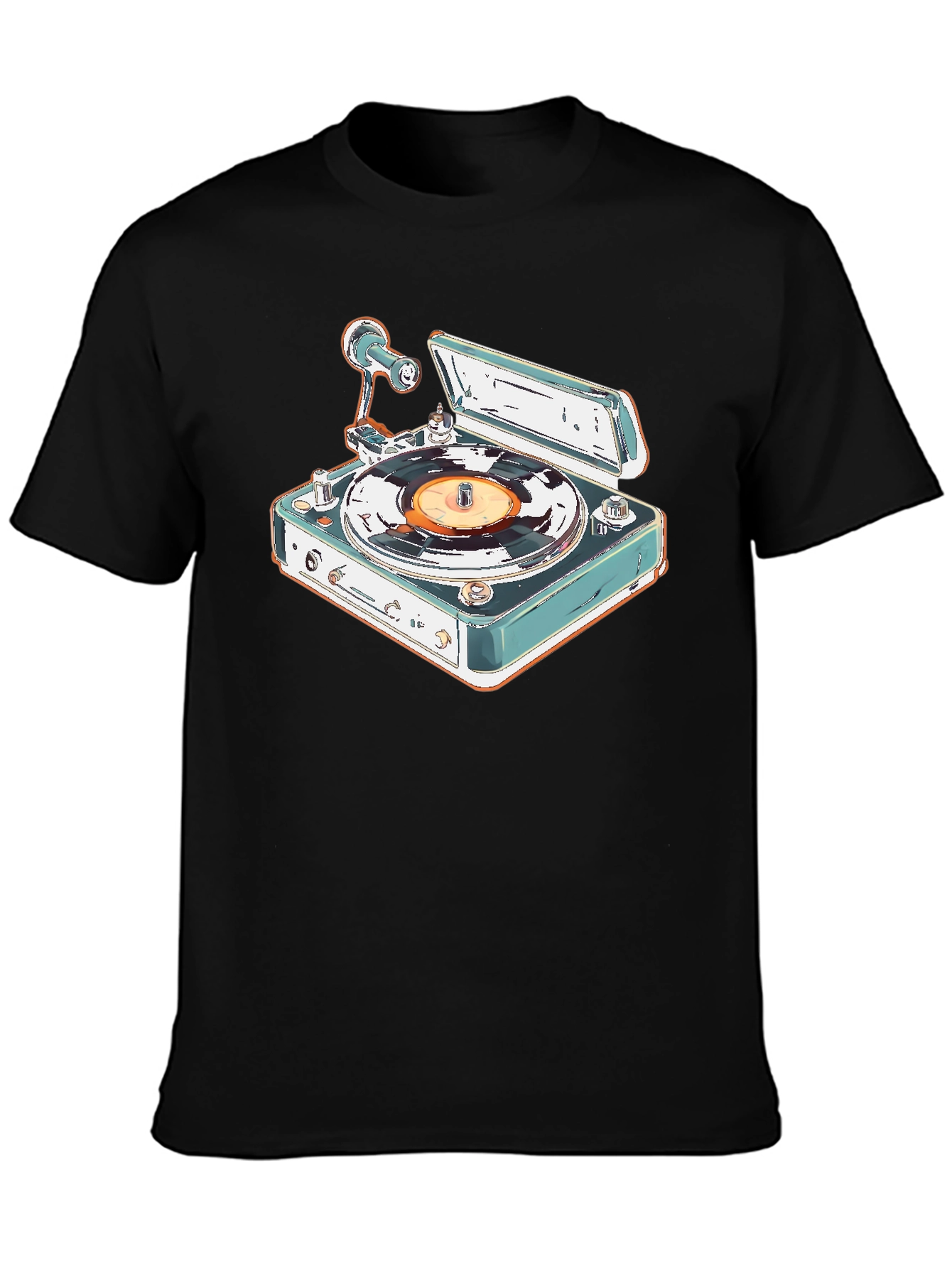 Retro Turntable Graphic Tee - Classic Vinyl Style