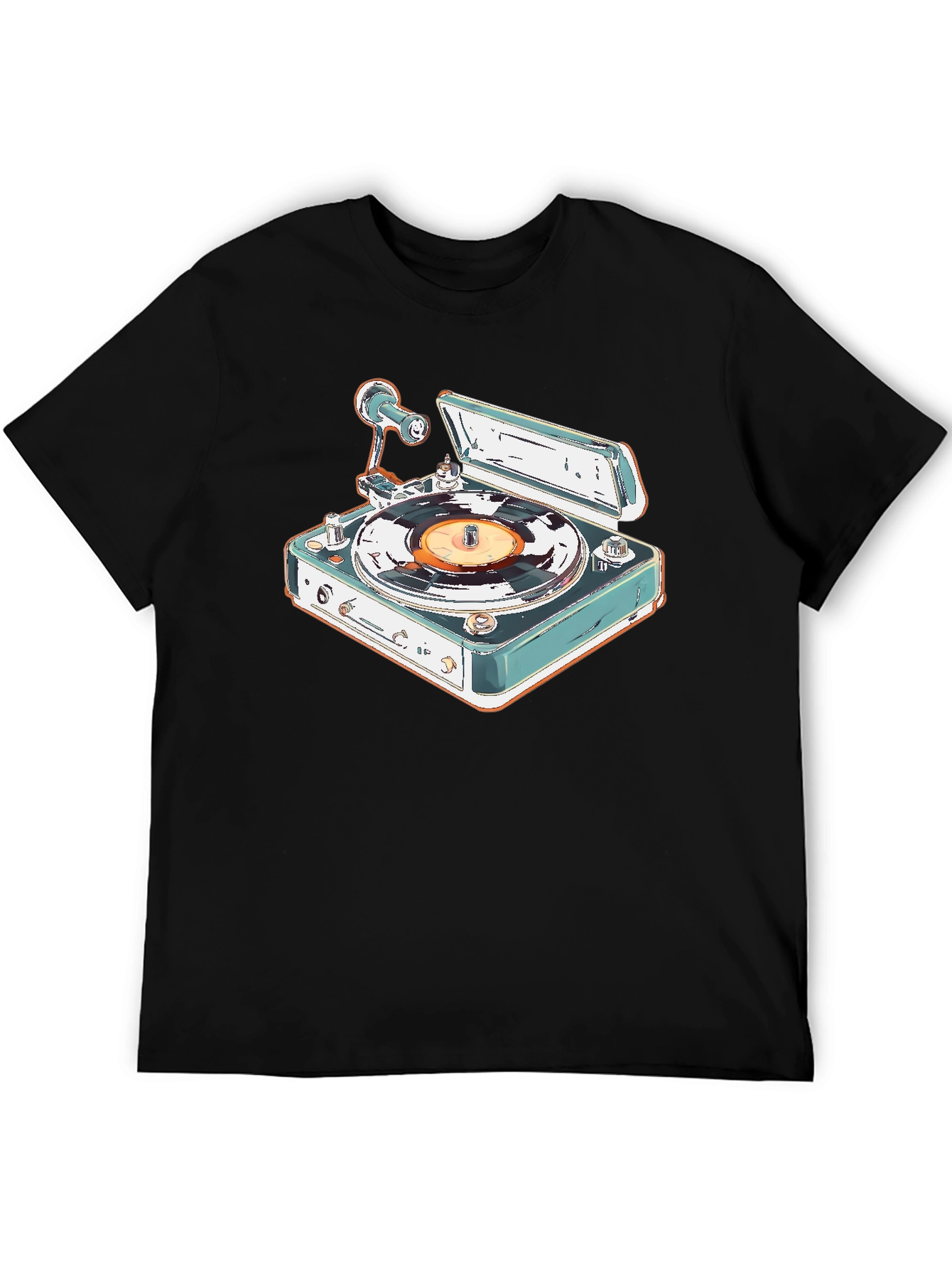 Retro Turntable Graphic Tee - Classic Vinyl Style