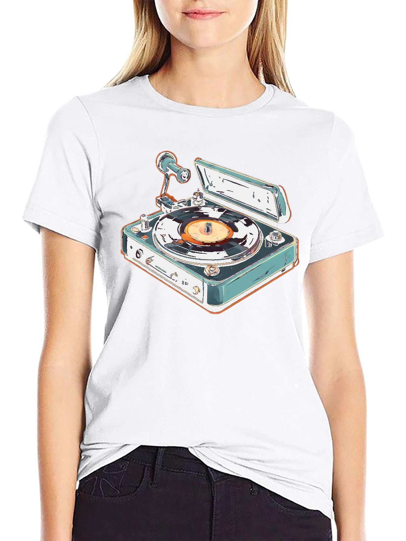 Retro Turntable Graphic Tee - Classic Vinyl Style