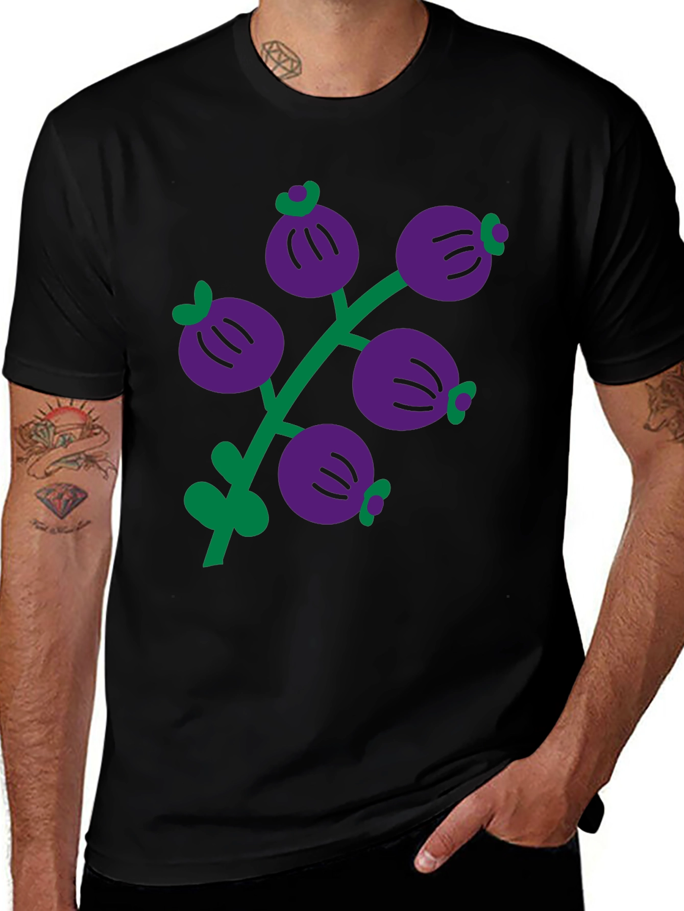 Berry Branch Graphic Black T-Shirt