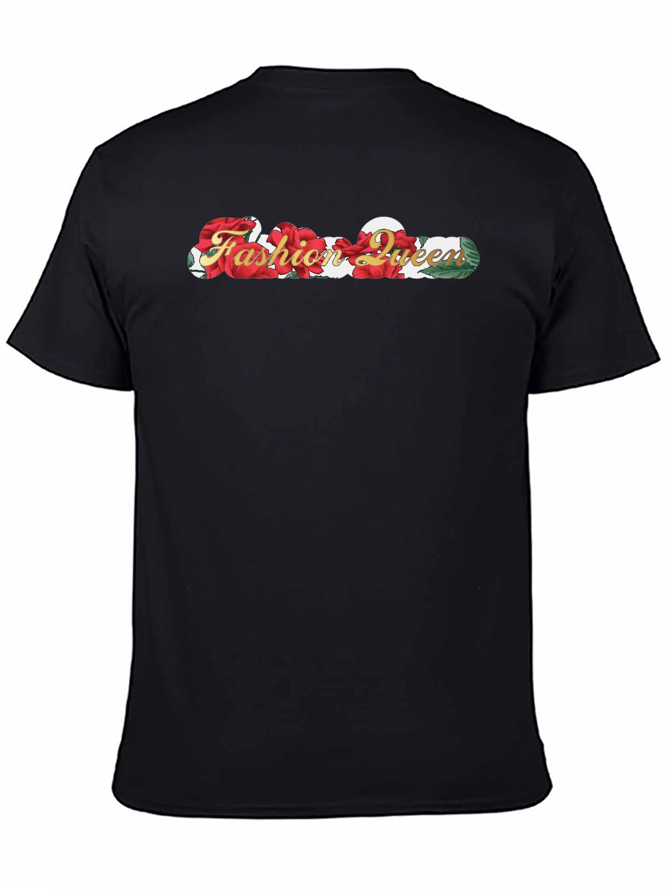 Fashion Queen Rose Graphic Black T-Shirt