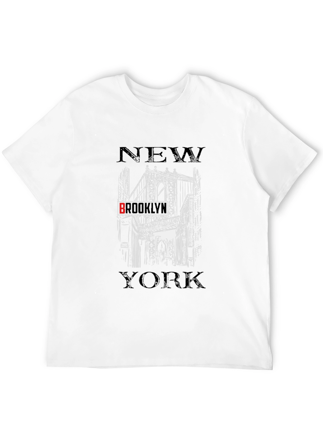 New York Brooklyn Bridge Black Graphic T-Shirt