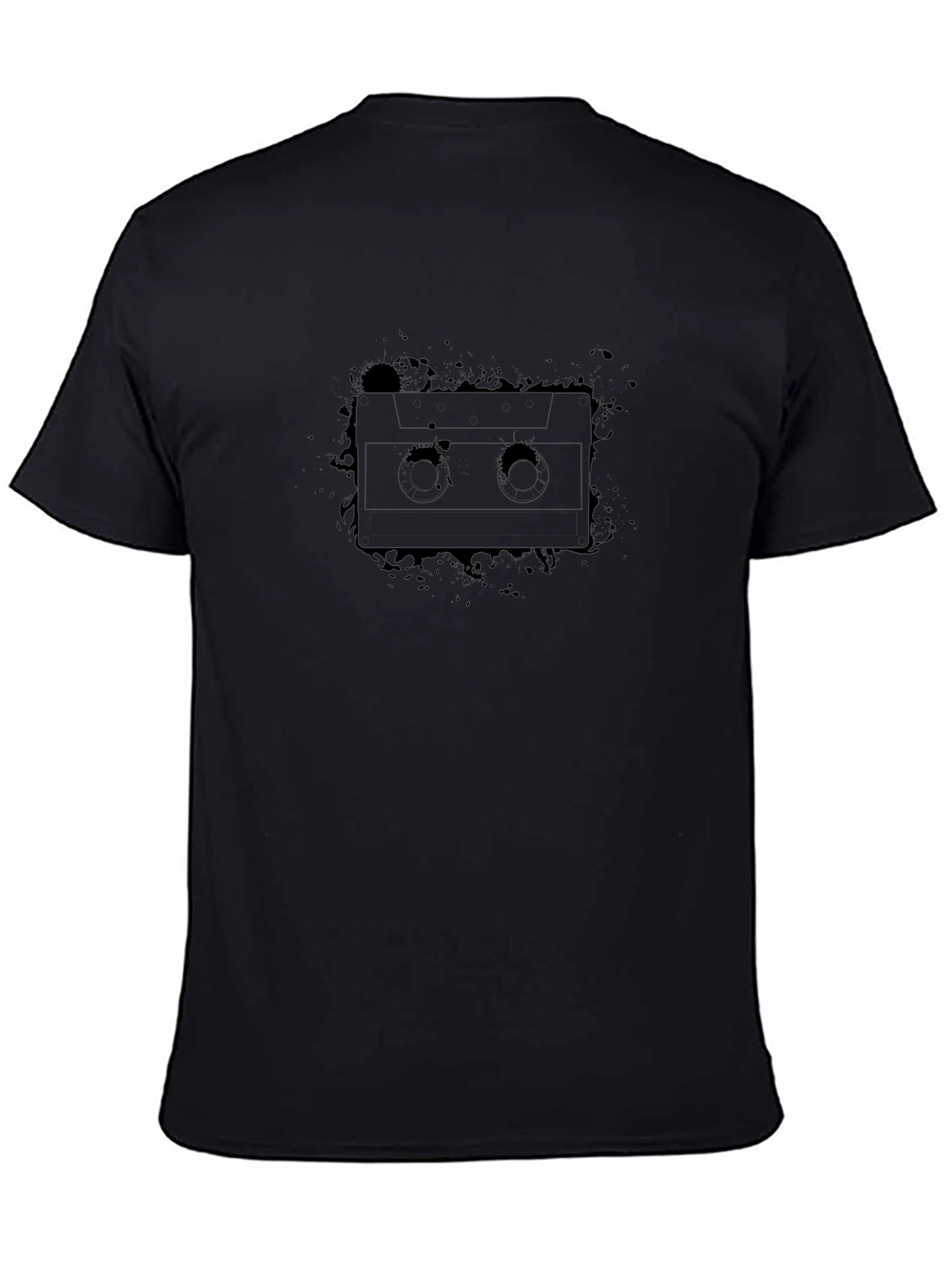 Mens Black Cassette Tape Graphic T-Shirt