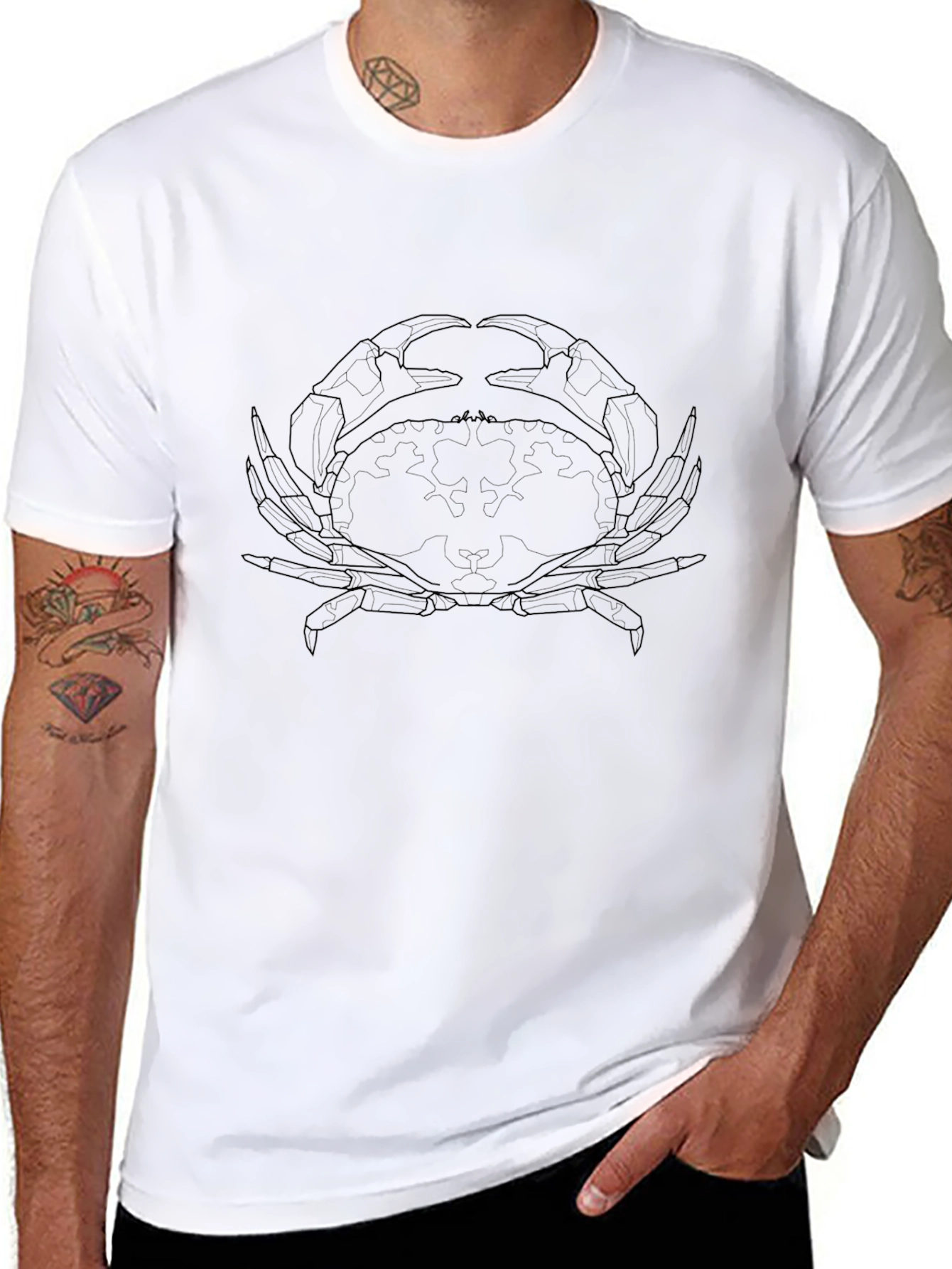 Black Crab Outline Graphic Tee