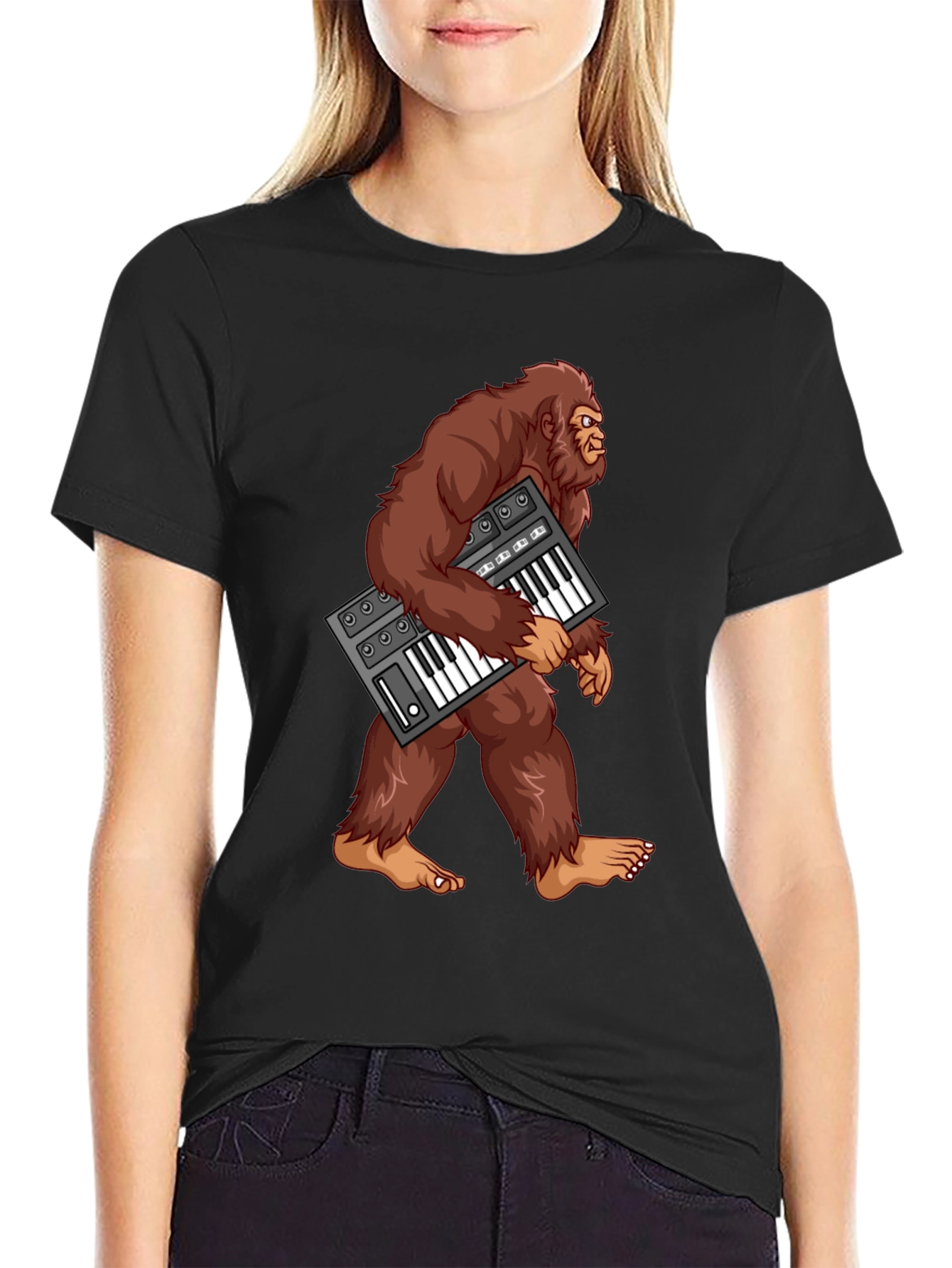 Sasquatch Synthesizer T-Shirt - Bigfoot Keyboard Tee
