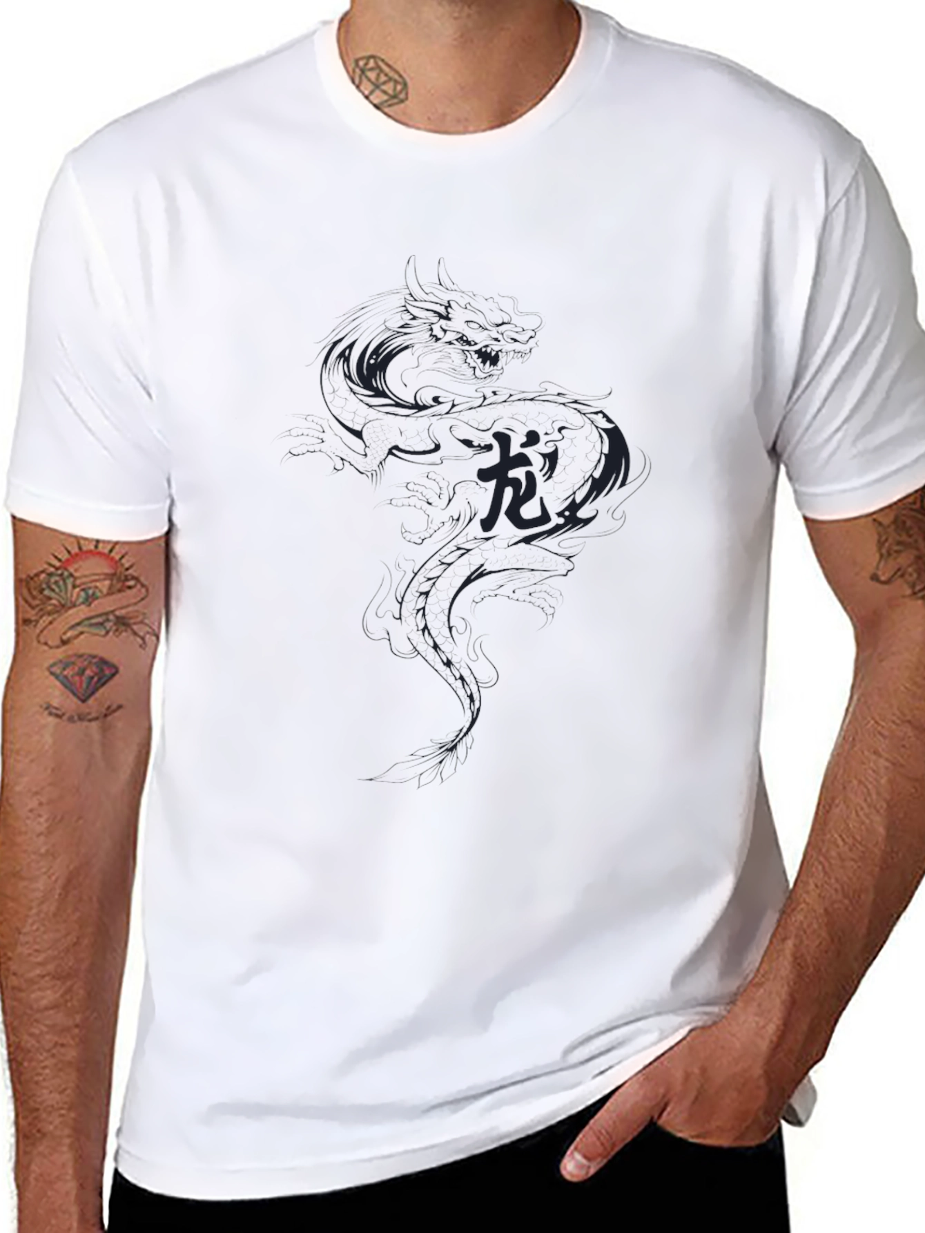 Dragon Graphic Black Tee - Stylish Casual Wear
