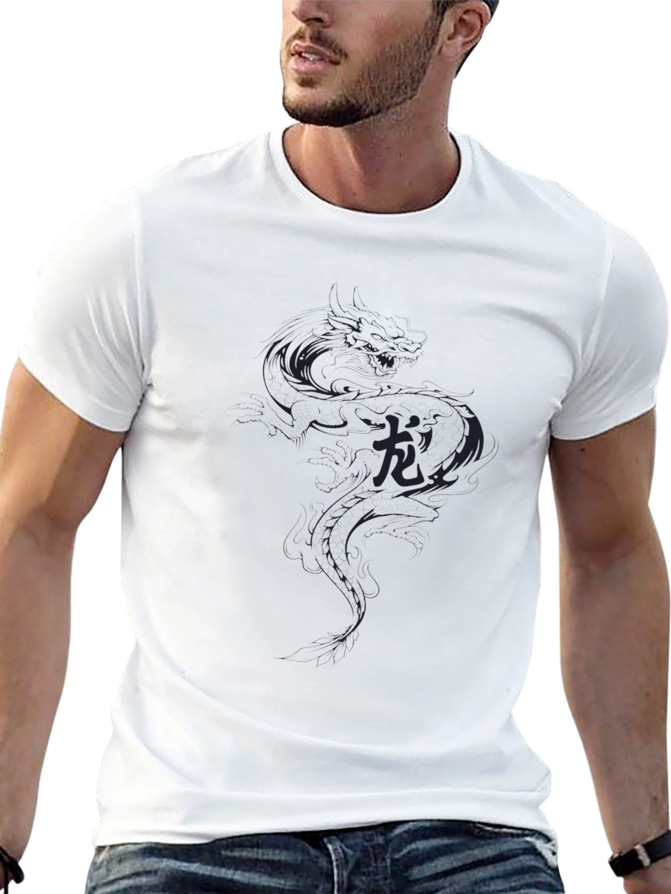 Dragon Graphic Black Tee - Stylish Casual Wear