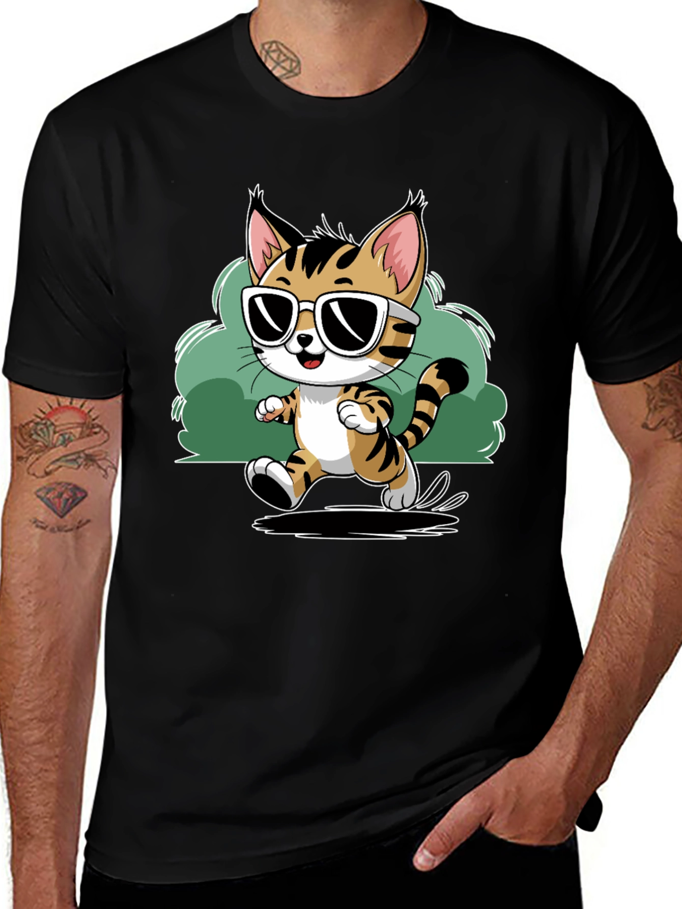 Cool Cat Tee - Stylish Cartoon Graphic T-Shirt