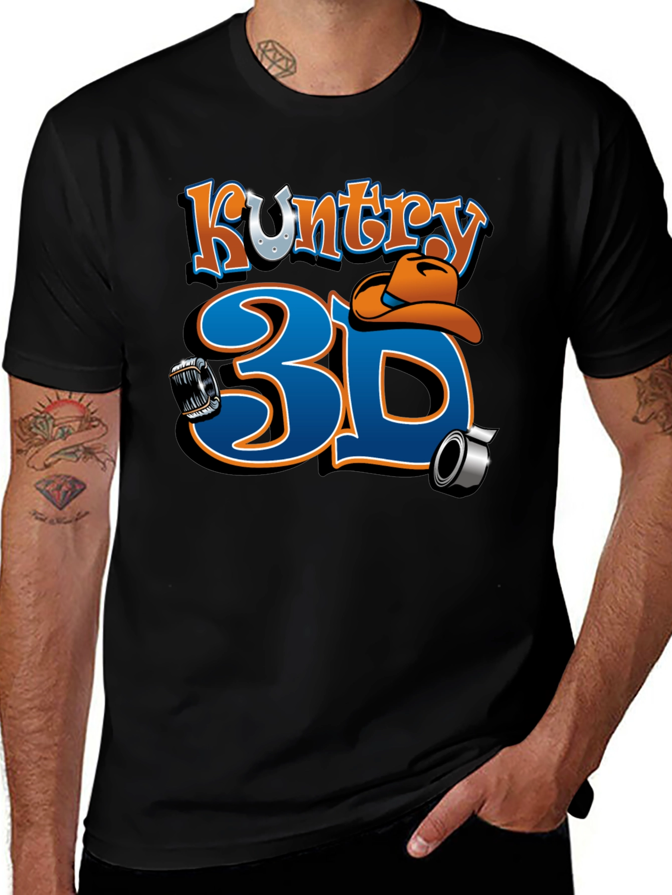 Kuntry 3D Graphic Tee - Black Cotton Blend
