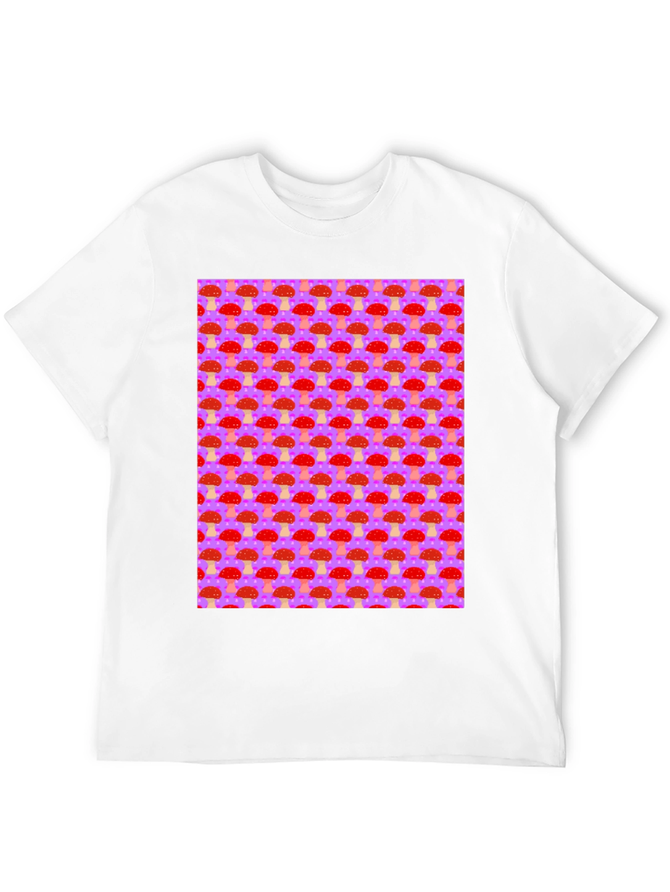 Mushroom Pattern Graphic Tee - Black