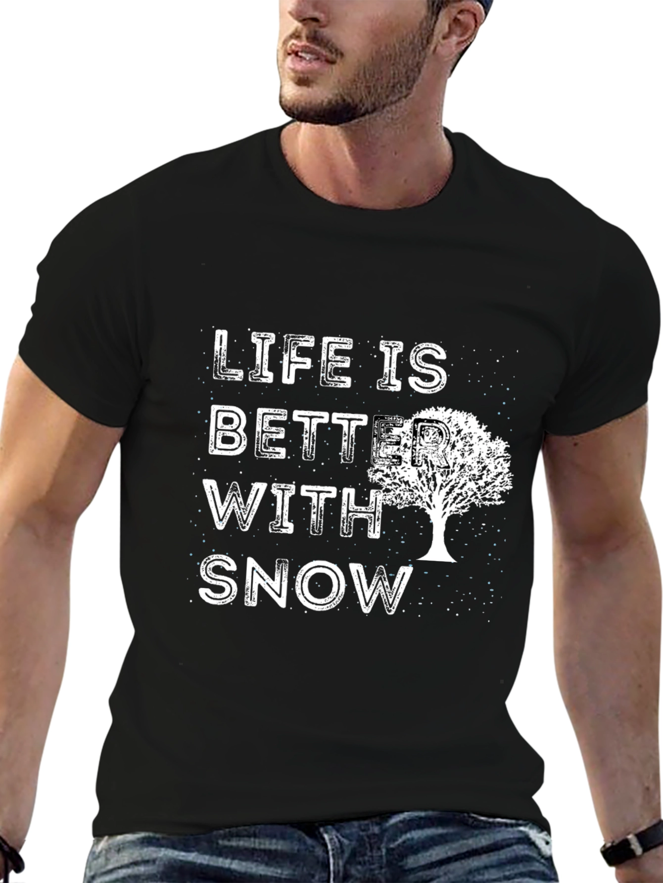 Life is Better With Snow Black T-Shirt