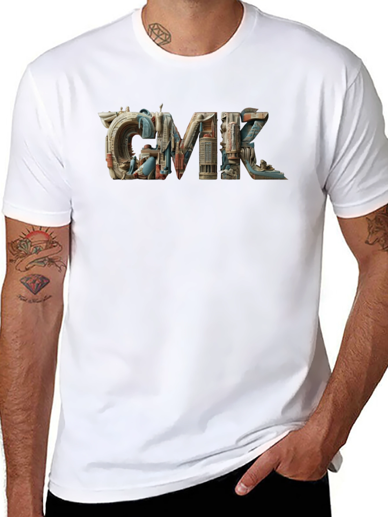 Architectural CMK Graphic T-Shirt - Black Cotton Blend
