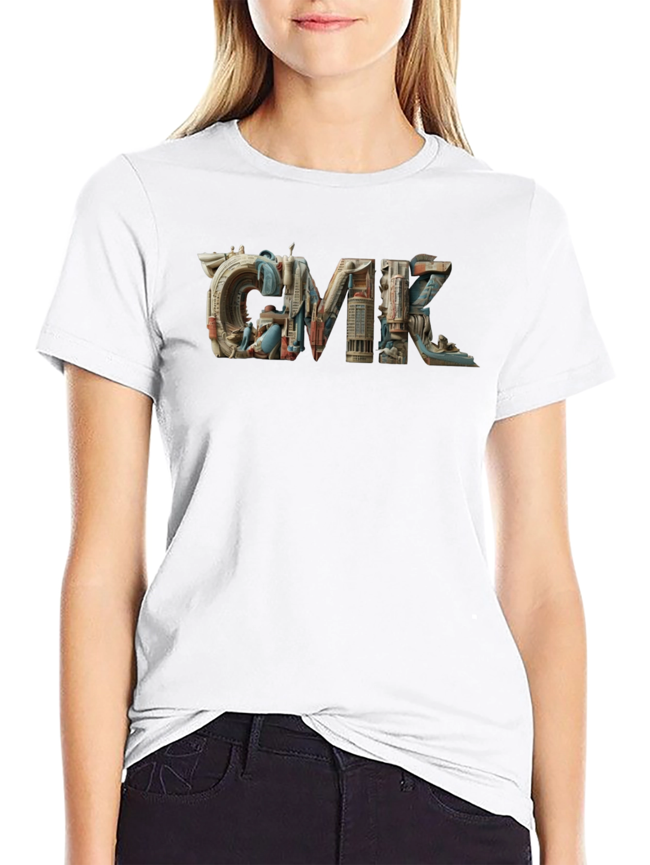 Architectural CMK Graphic T-Shirt - Black Cotton Blend
