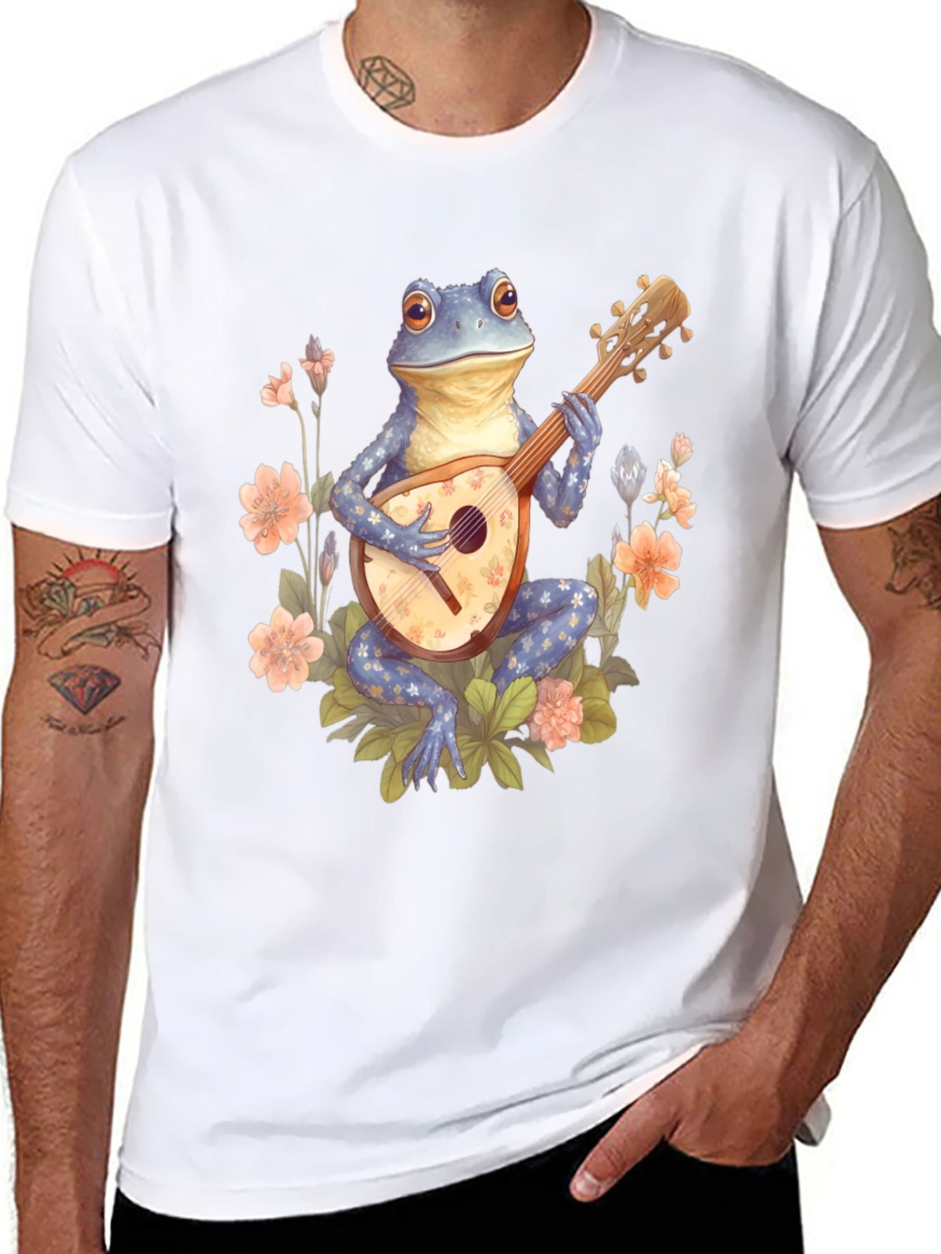Frog Musician Graphic Tee - Black