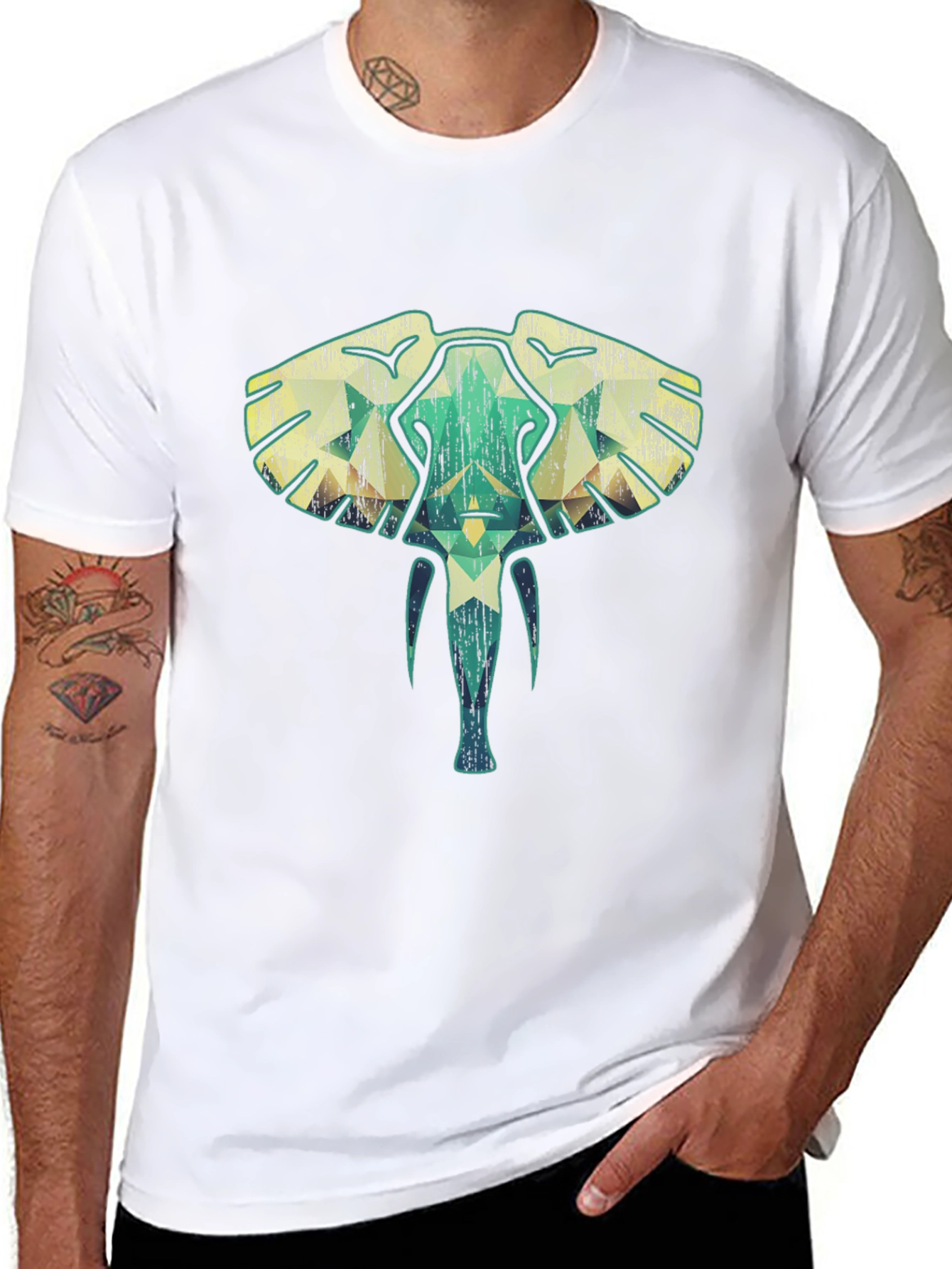 Geometric Elephant Graphic Tee - Unique Style