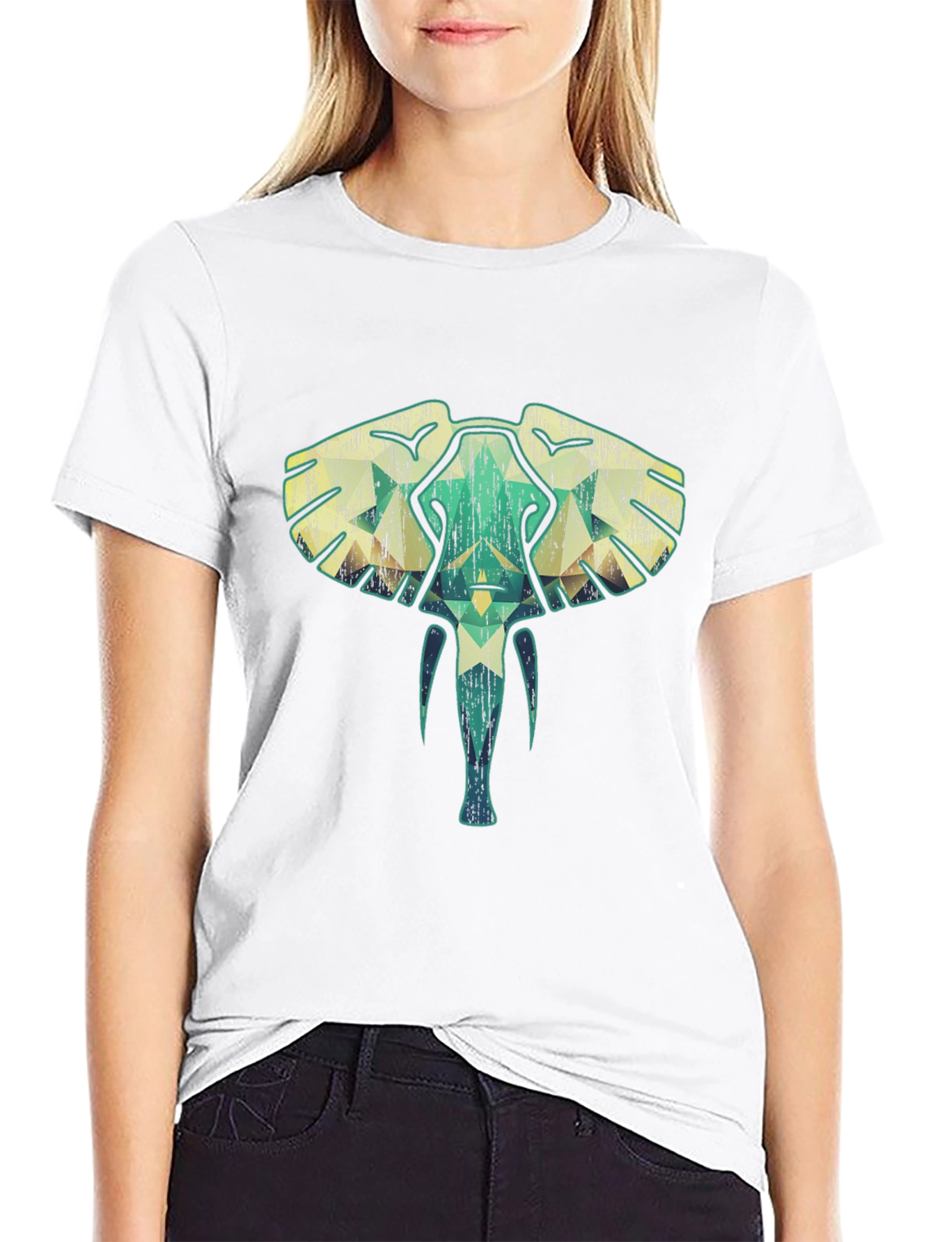 Geometric Elephant Graphic Tee - Unique Style