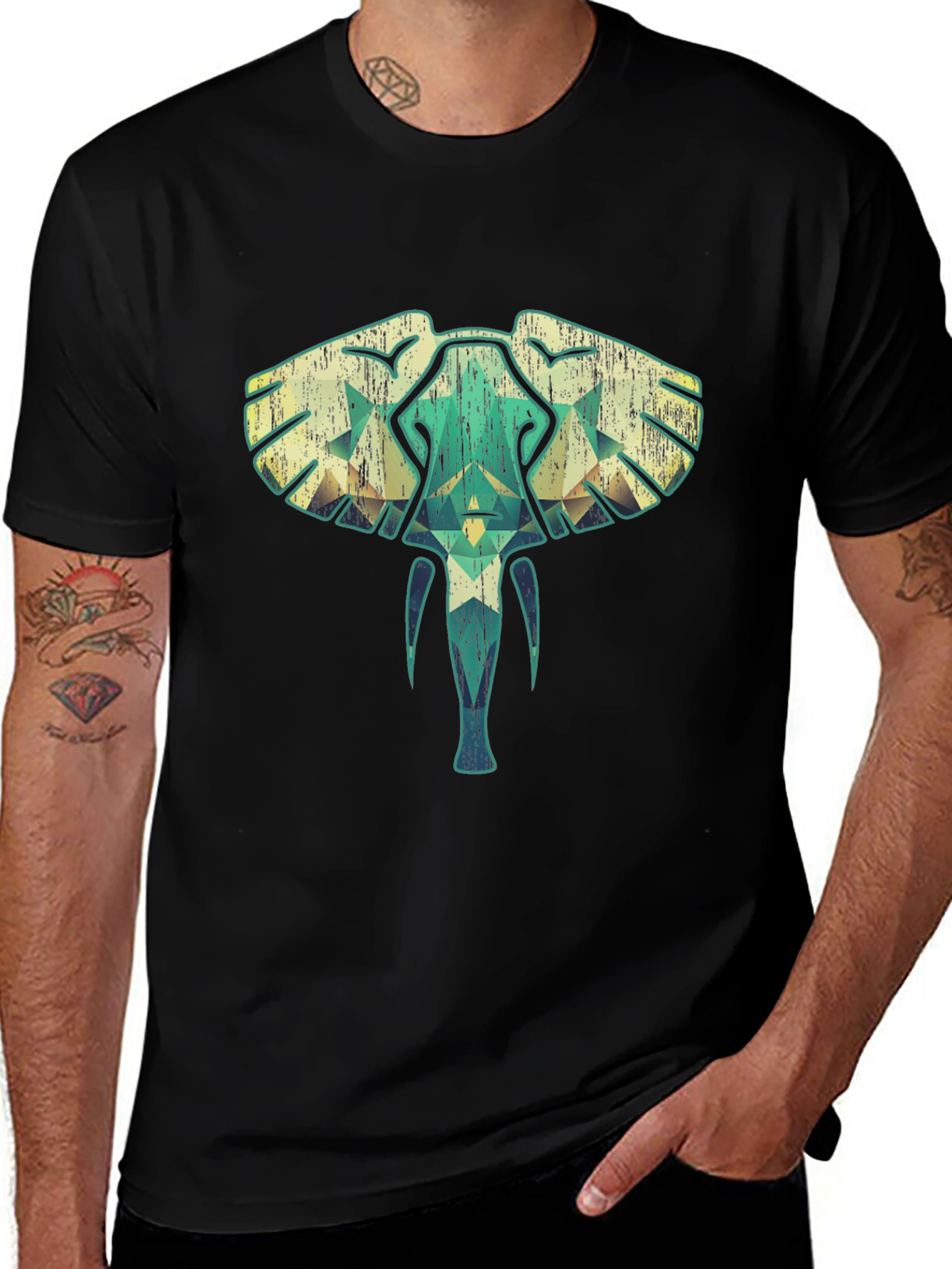 Geometric Elephant Graphic Tee - Unique Style