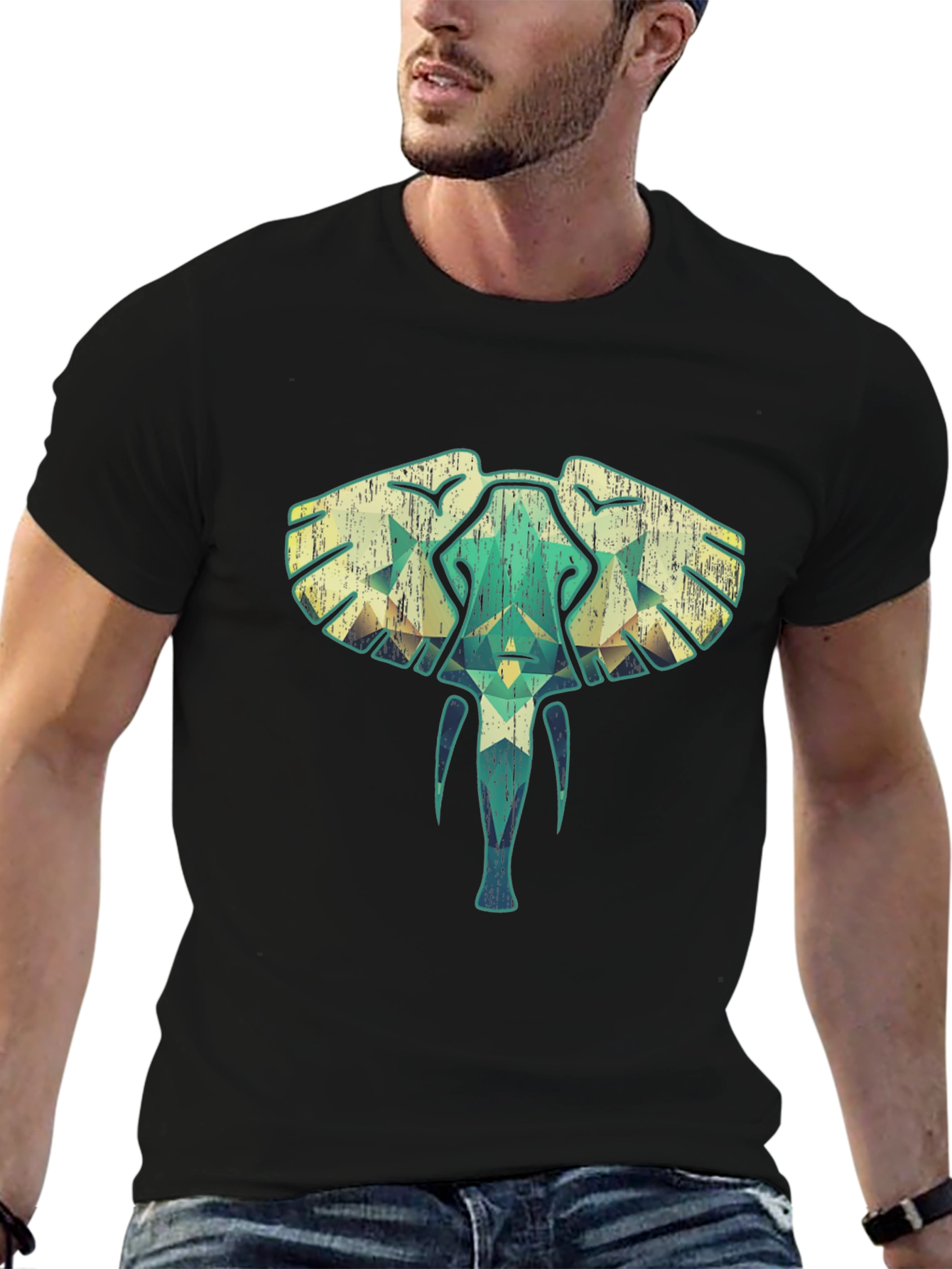 Geometric Elephant Graphic Tee - Unique Style