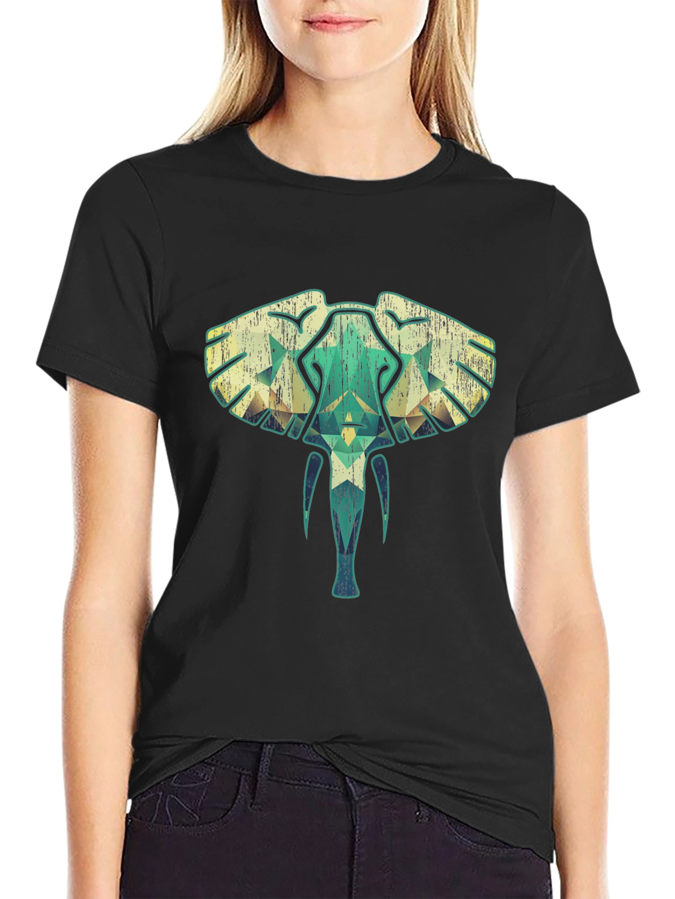 Geometric Elephant Graphic Tee - Unique Style