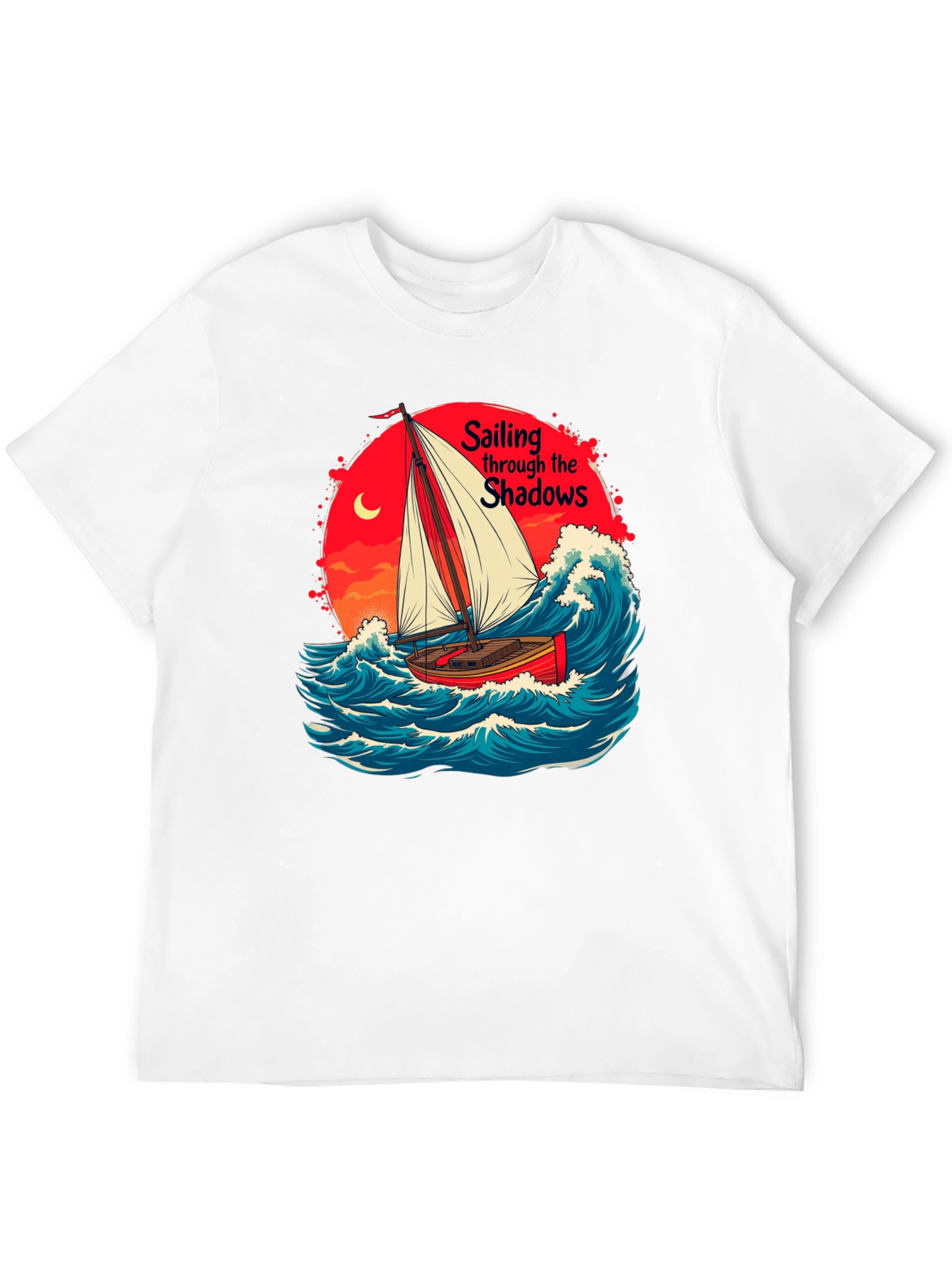 Sail Through Shadows Black Graphic Tee