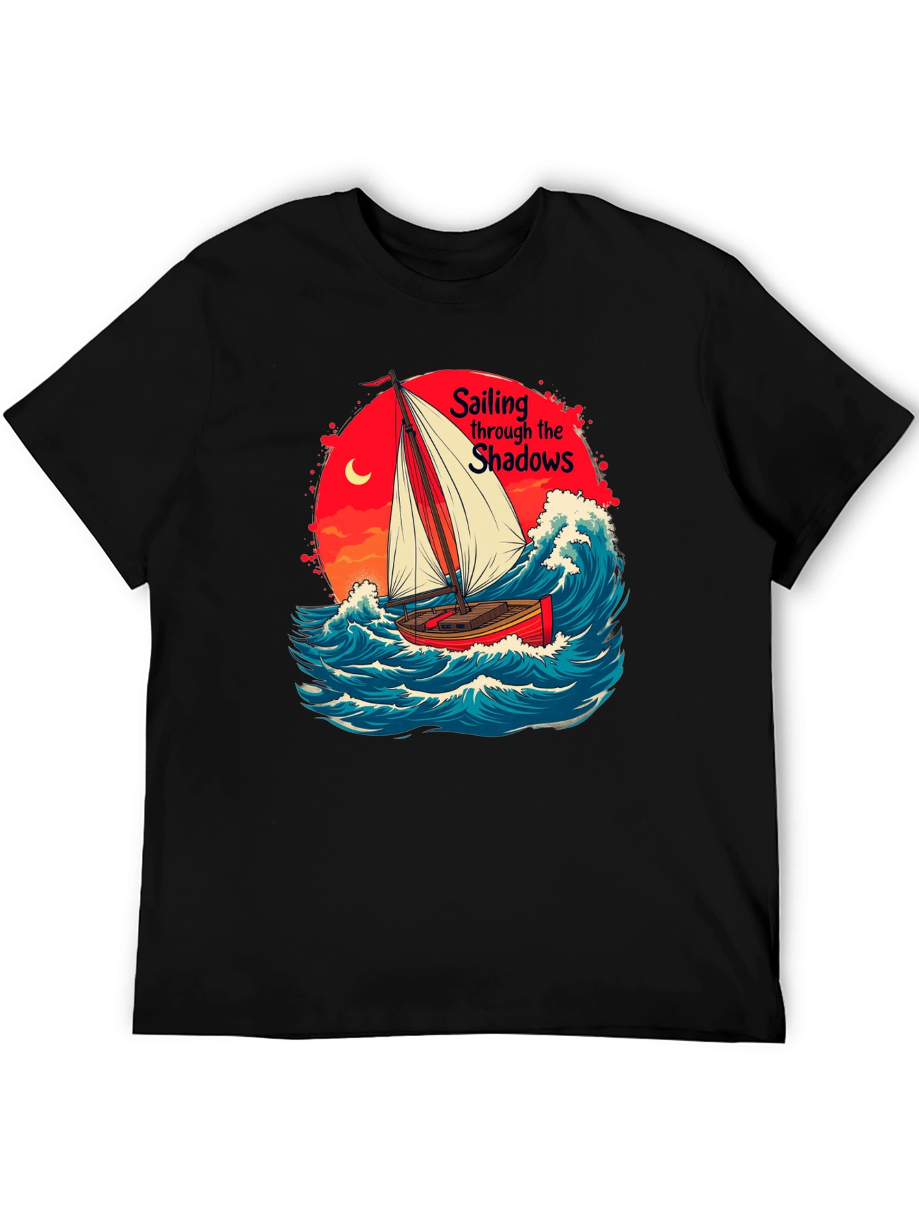Sail Through Shadows Black Graphic Tee