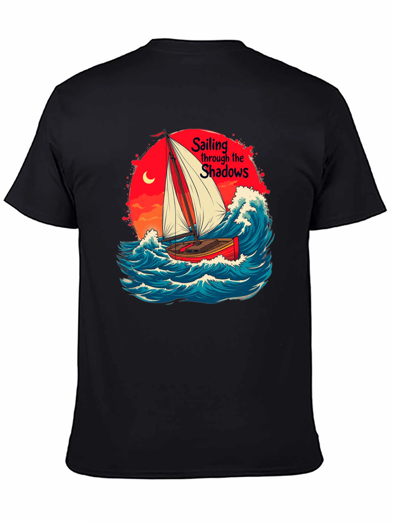 Sail Through Shadows Black Graphic Tee