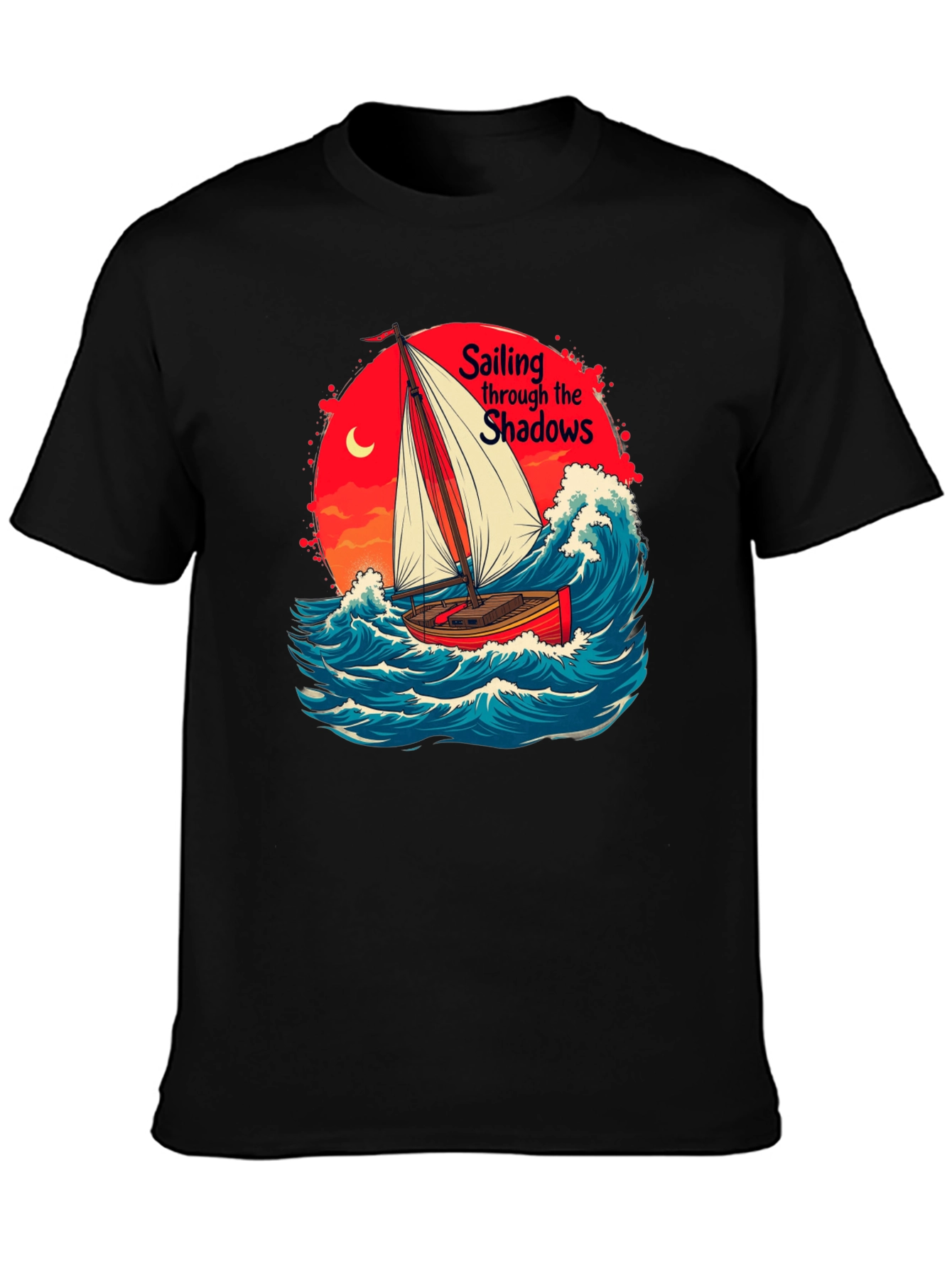 Sail Through Shadows Black Graphic Tee