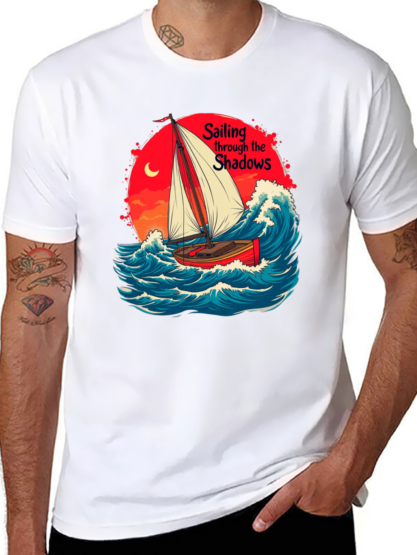 Sail Through Shadows Black Graphic Tee