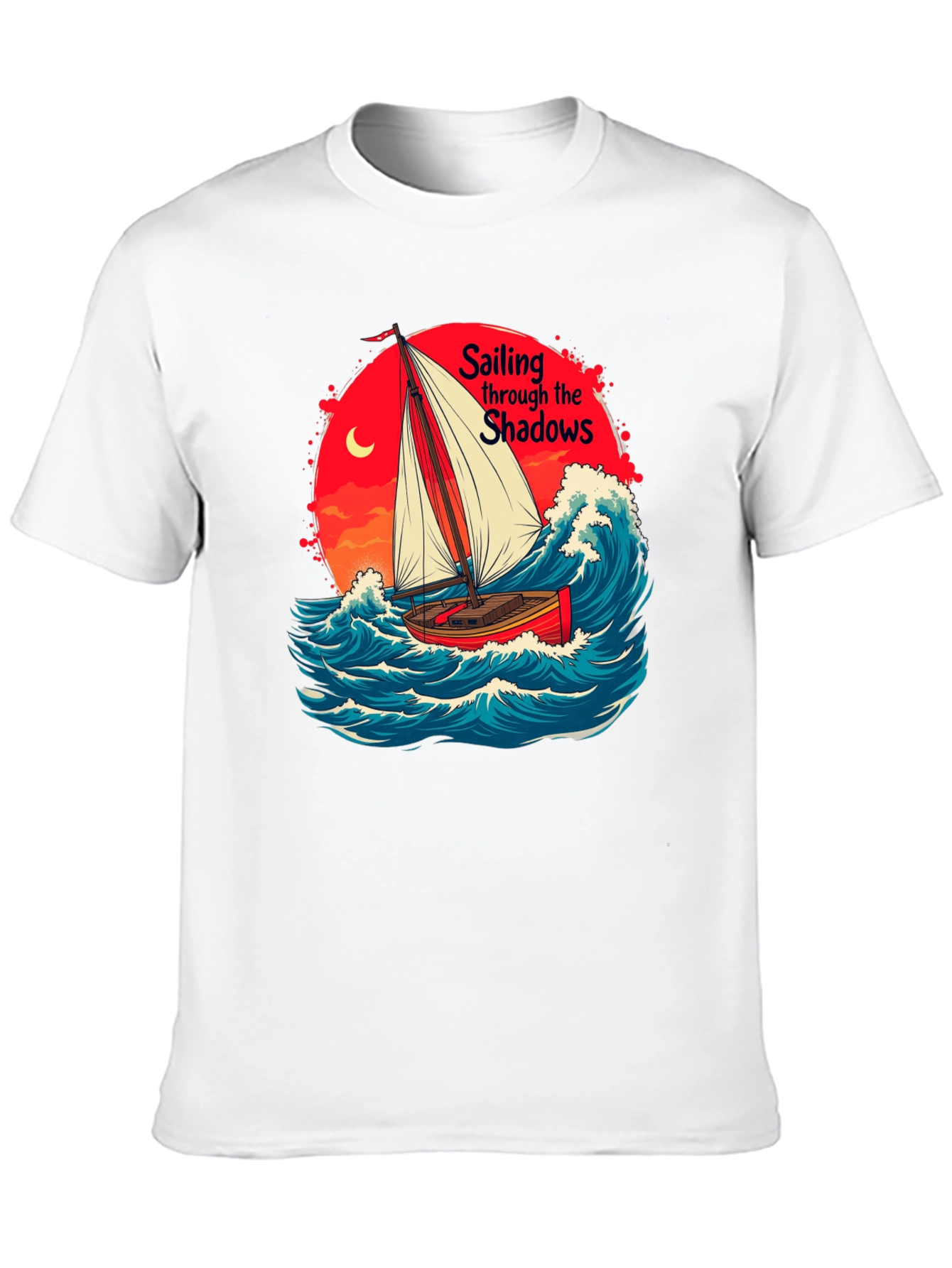 Sail Through Shadows Black Graphic Tee