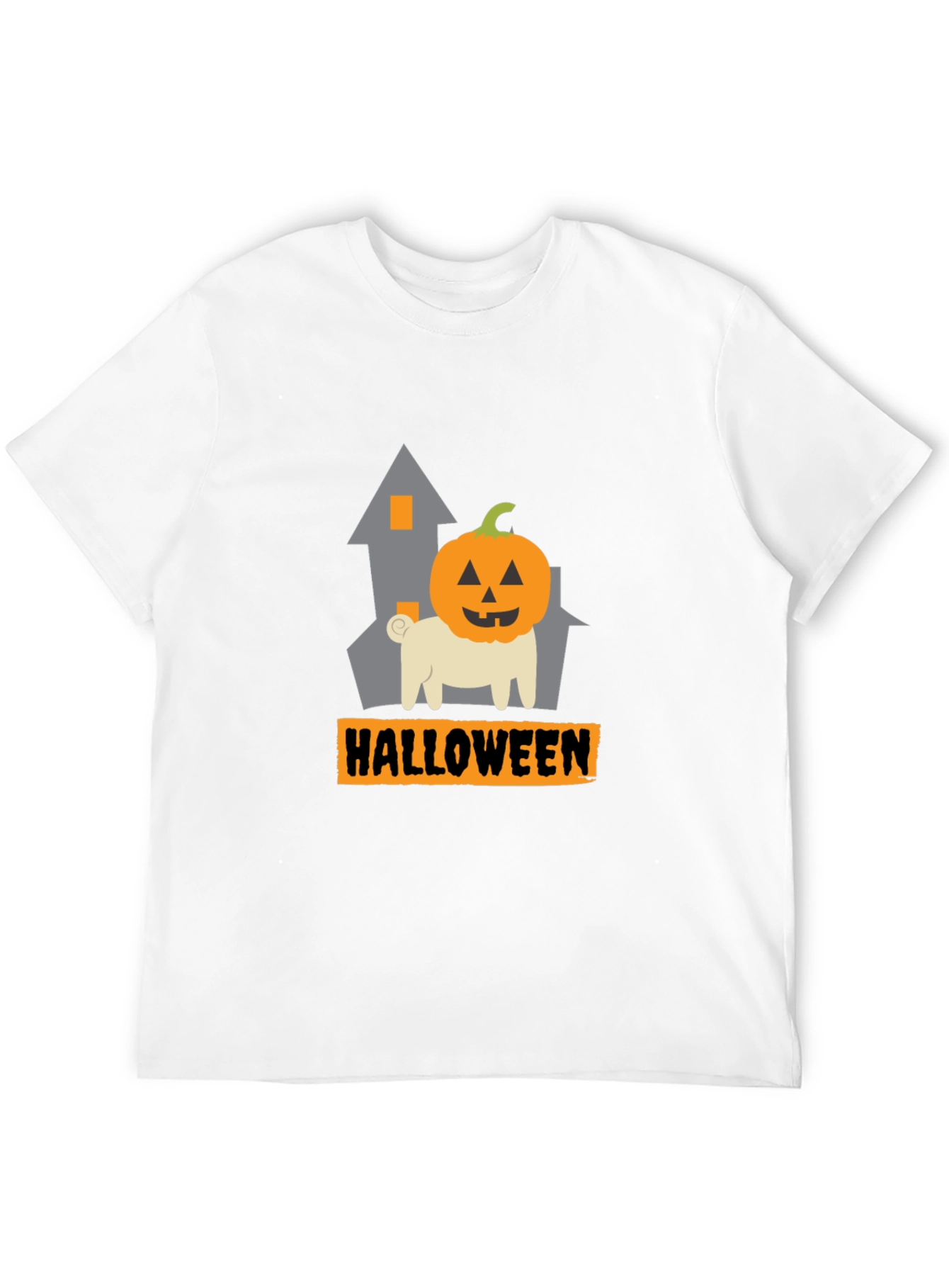Halloween Pug Pumpkin Head Black T-Shirt