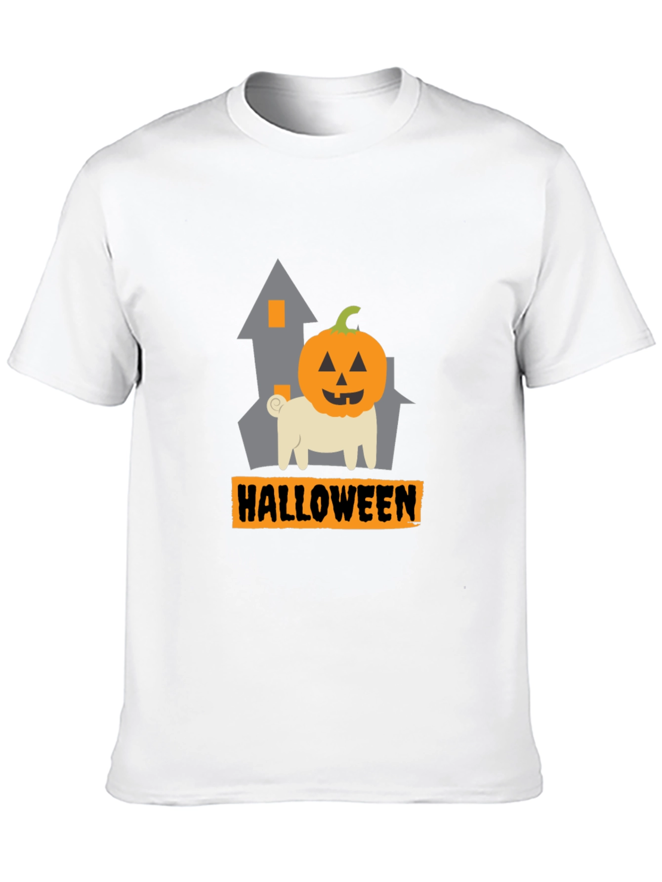 Halloween Pug Pumpkin Head Black T-Shirt