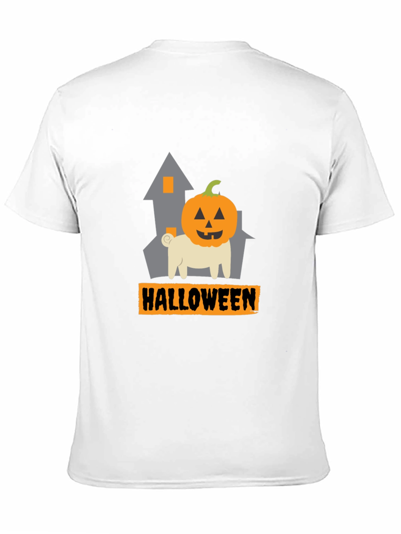 Halloween Pug Pumpkin Head Black T-Shirt