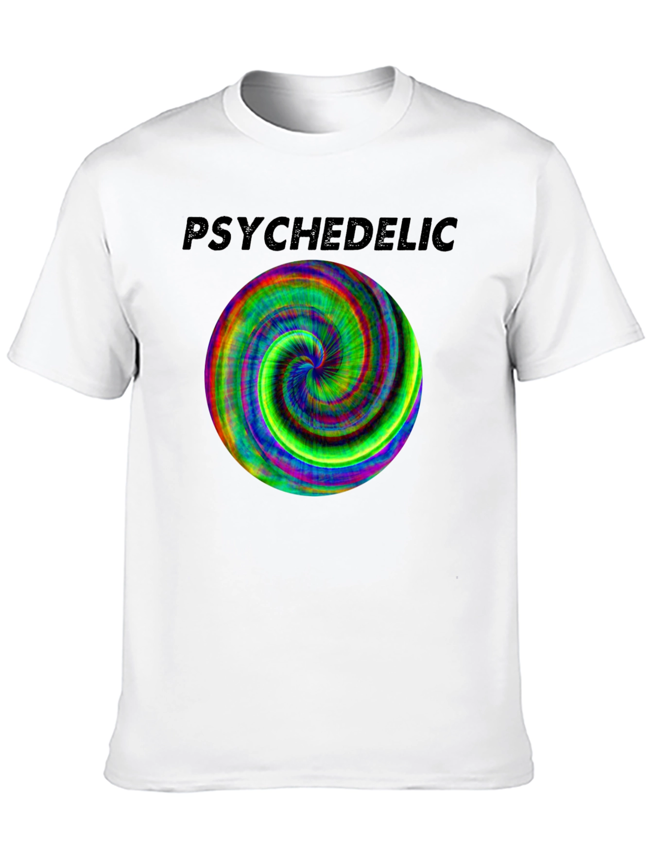 Psychedelic Swirl Graphic Tee - Black Cotton Casual Shirt