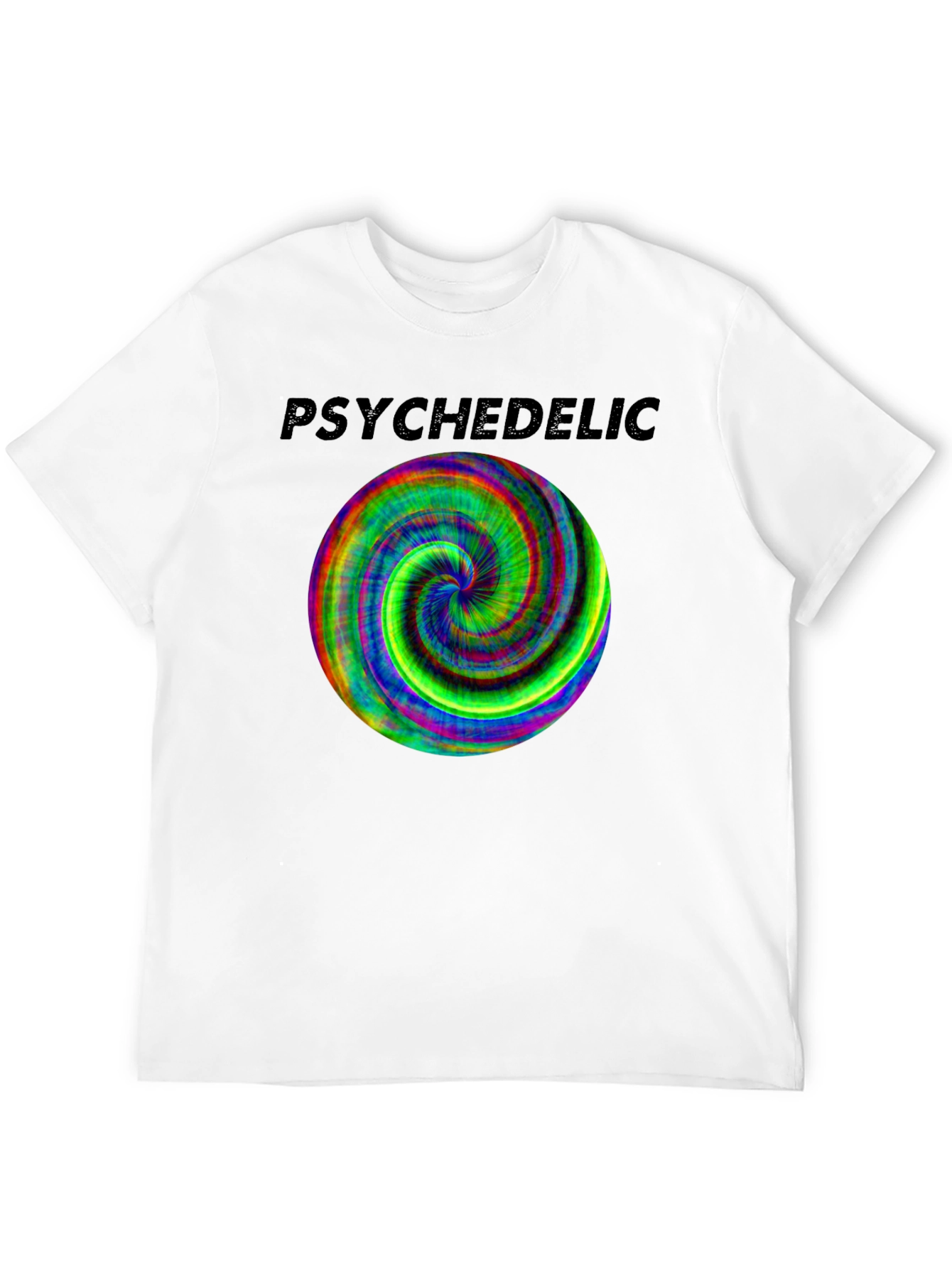 Psychedelic Swirl Graphic Tee - Black Cotton Casual Shirt