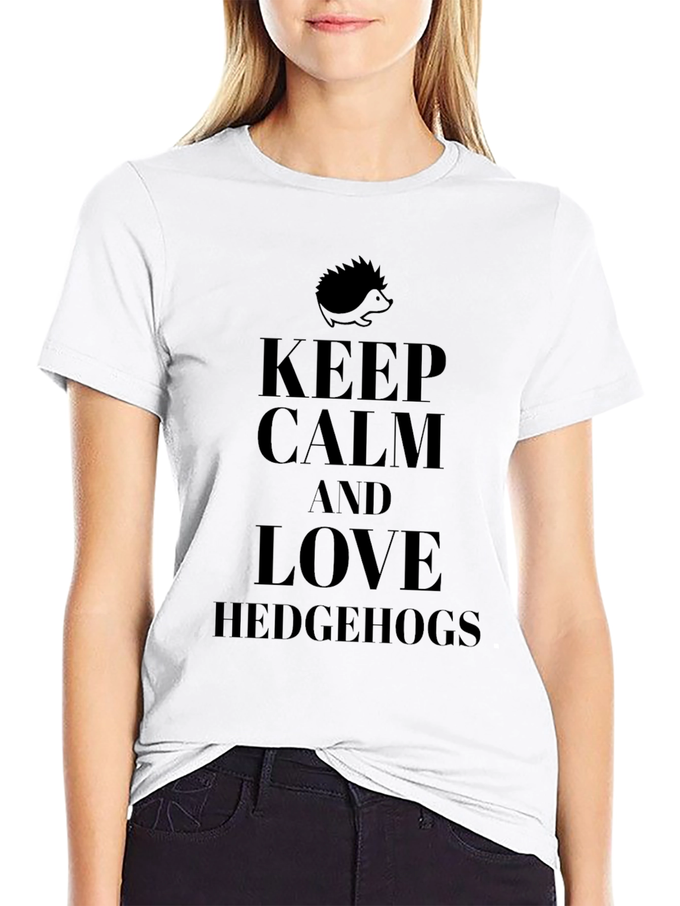 Keep Calm & Love Hedgehogs Black T-Shirt