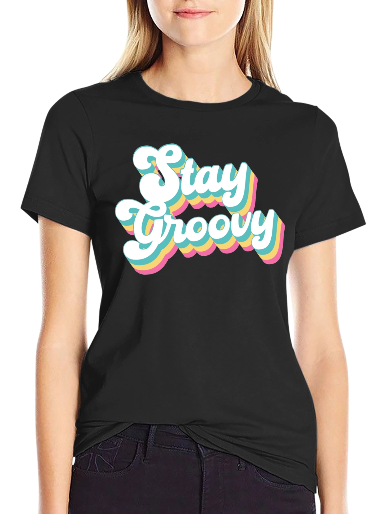 Stay Groovy Retro T-Shirt - Black