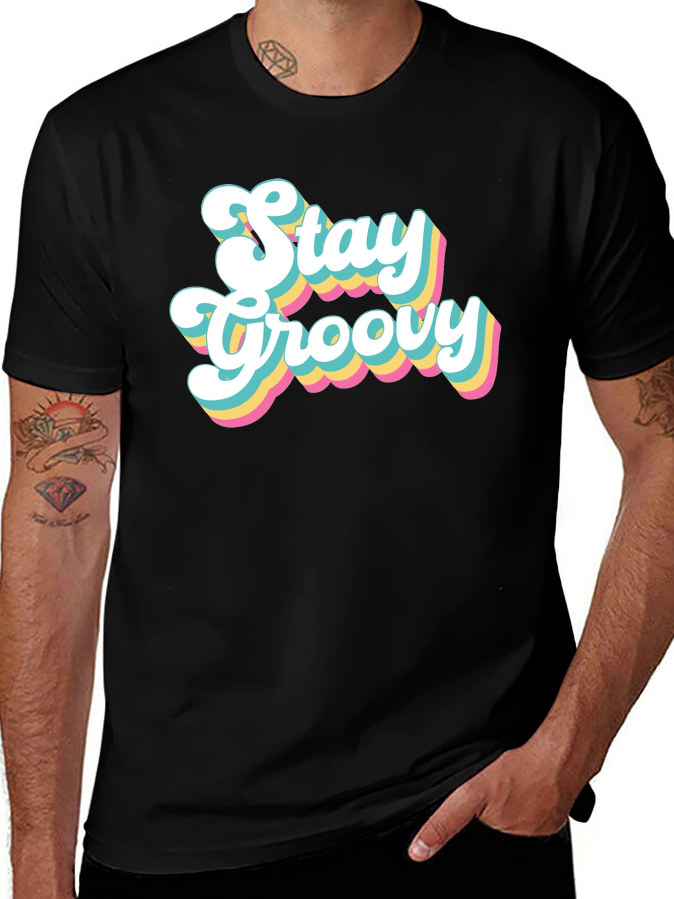 Stay Groovy Retro T-Shirt - Black