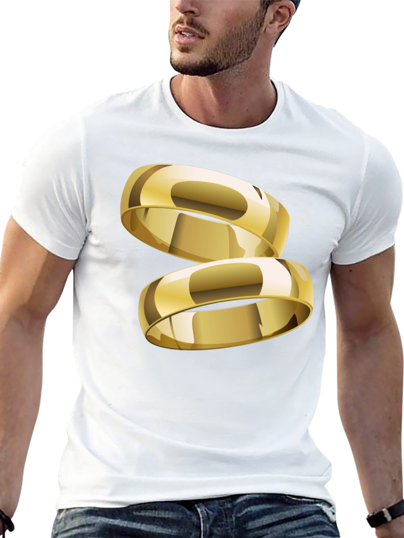 Gold Ring Graphic T-Shirt - Stylish & Modern