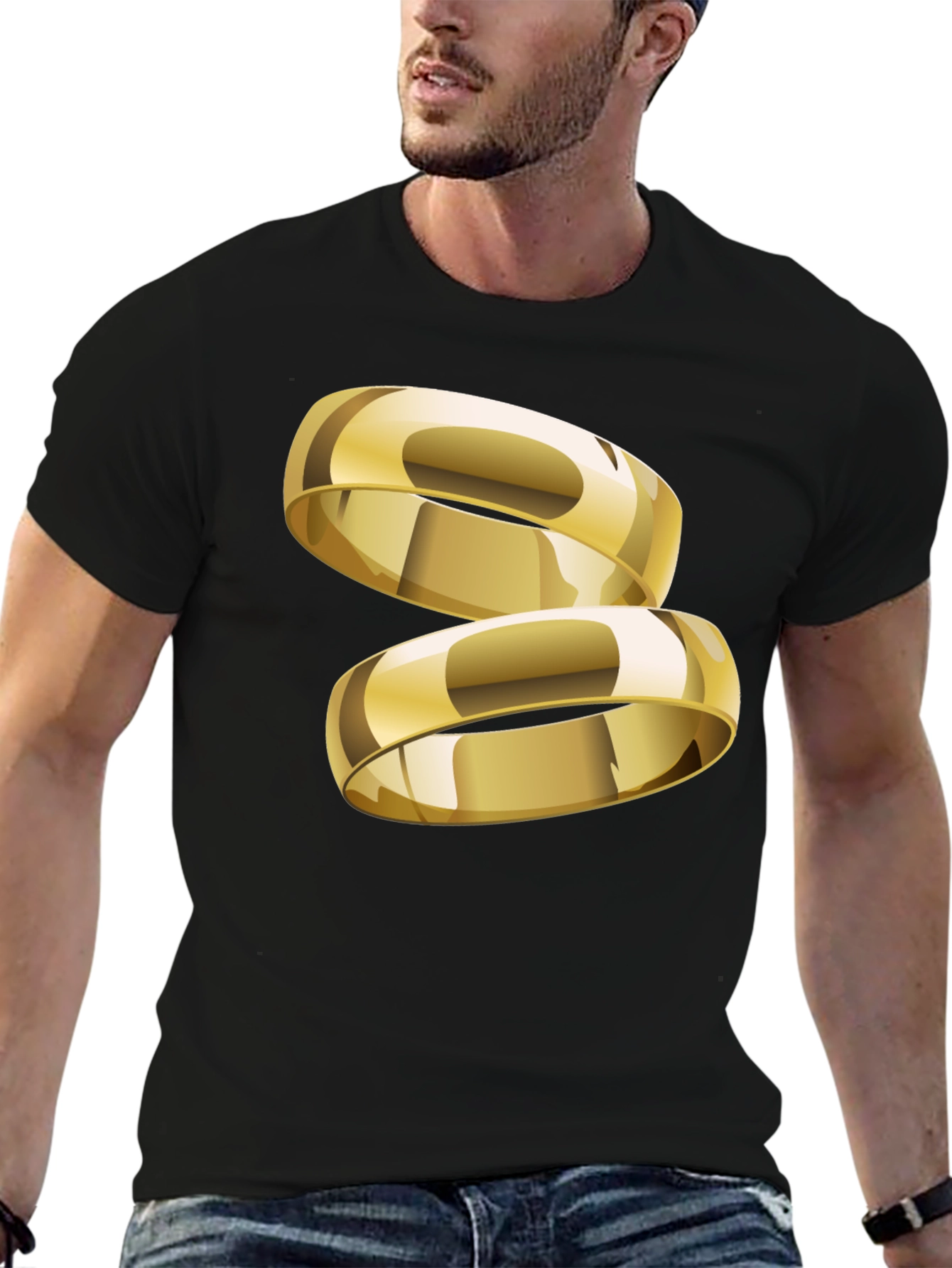 Gold Ring Graphic T-Shirt - Stylish & Modern