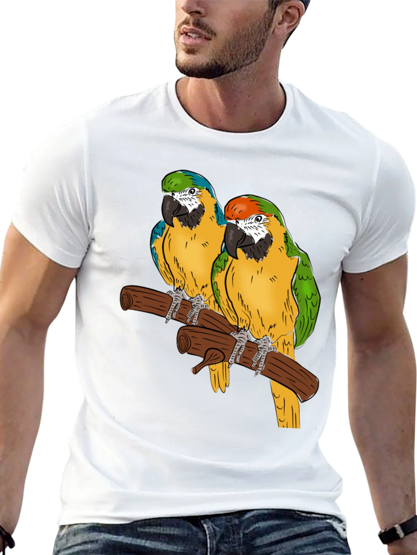 Parrot Graphic T-Shirt - Tropical Bird Tee