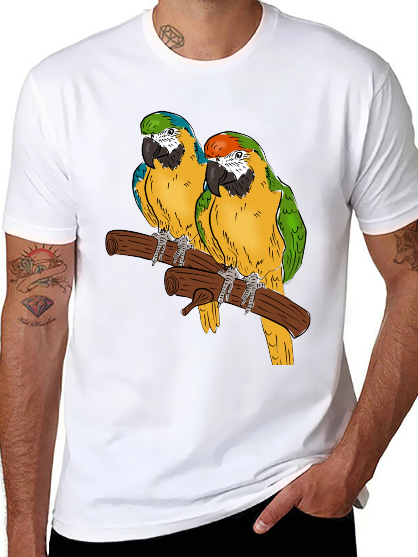 Parrot Graphic T-Shirt - Tropical Bird Tee