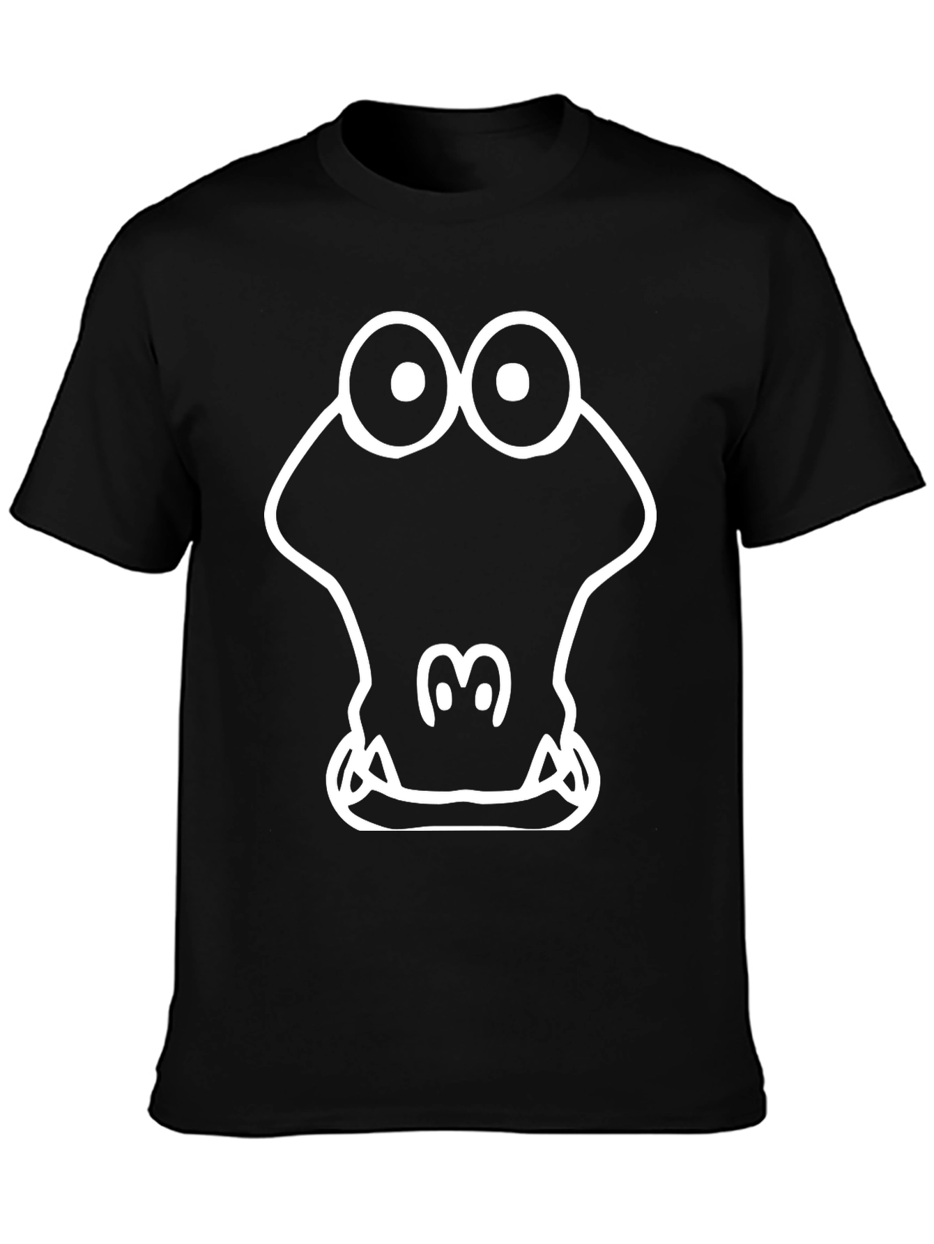 Cartoon Crocodile Graphic Tee - Black Cotton T-Shirt