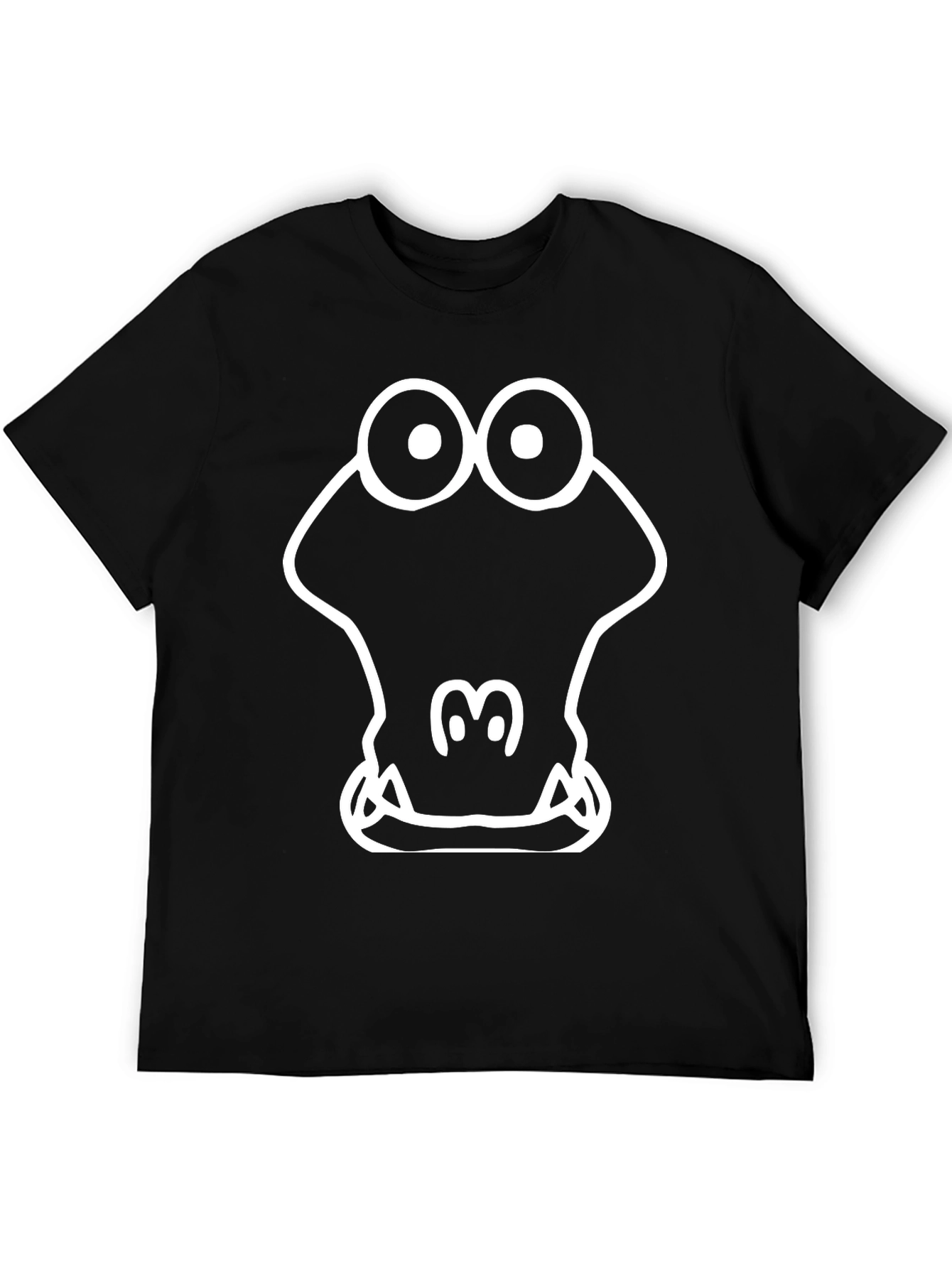 Cartoon Crocodile Graphic Tee - Black Cotton T-Shirt